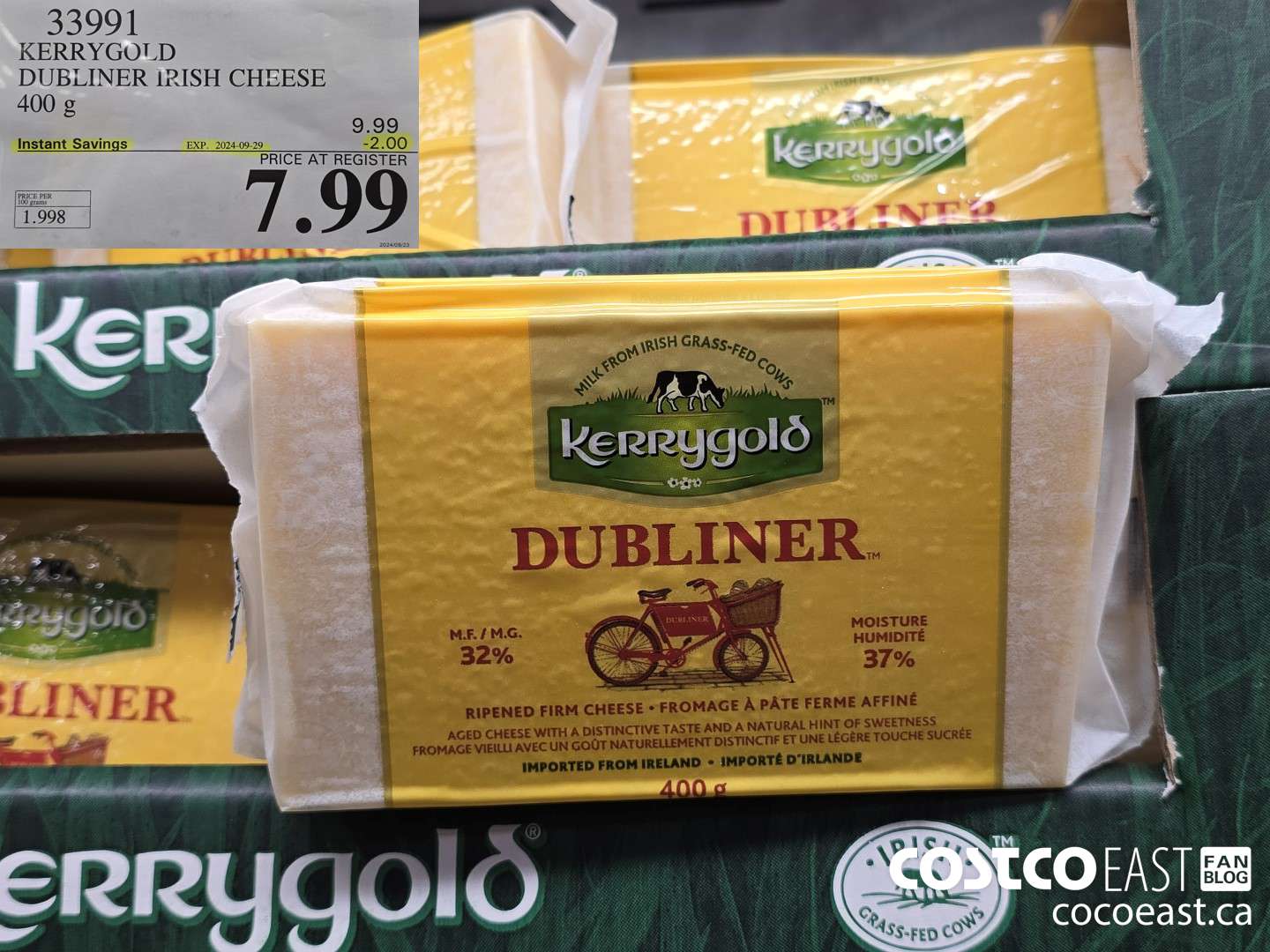 33991 KERRYGOLD DUBLINER IRISH CHEESE 400 g ($2.00 INSTANT SAVINGS EXPIRES ON 2024-09-29) $7.99