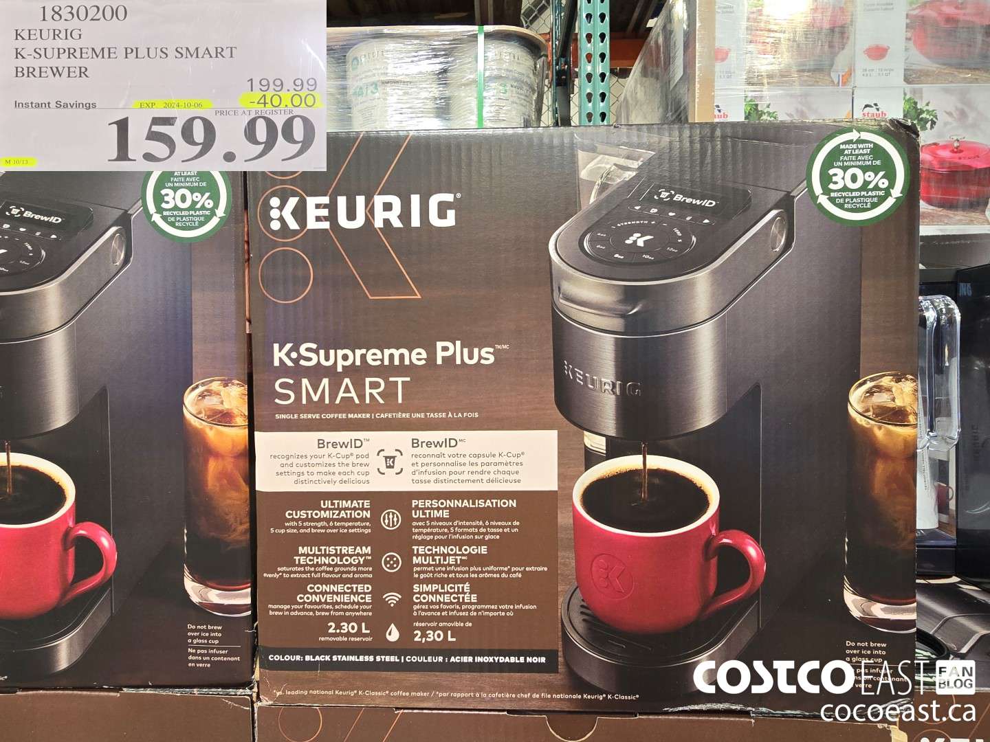 1830200 KEURIG K-SUPREME PLUS SMART BREWER ($40.00 INSTANT SAVINGS EXPIRES ON 2024-10-06) $159.99