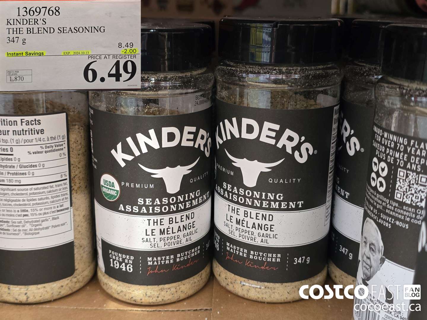 1369763 KINDER'S THE BLEND SEASONING 347 g ($2.00 INSTANT SAVINGS EXPIRES ON 2024-10-13) $6.49