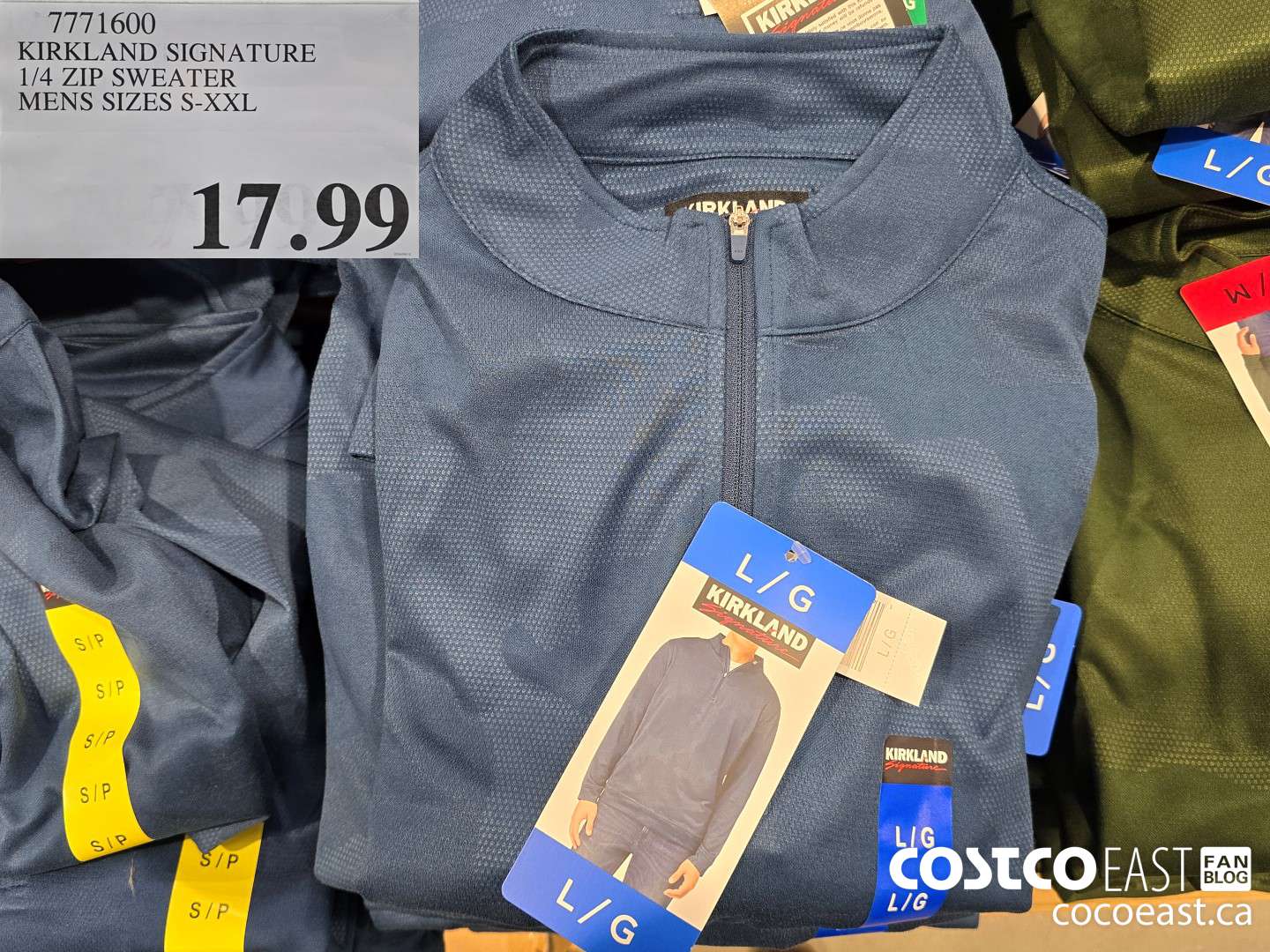 7771600 KIRKLAND SIGNATURE 1/4 ZIP SWEATER MENS SIZES S-XXL $17.99