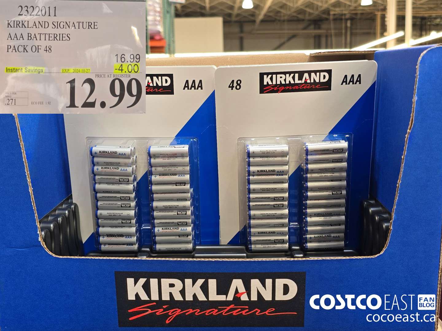 2322011 KIRKLAND SIGNATURE AAA BATTERIES PACK OF 48 ($4.00 INSTANT SAVINGS EXPIRES ON 2024-10-27) $12.99