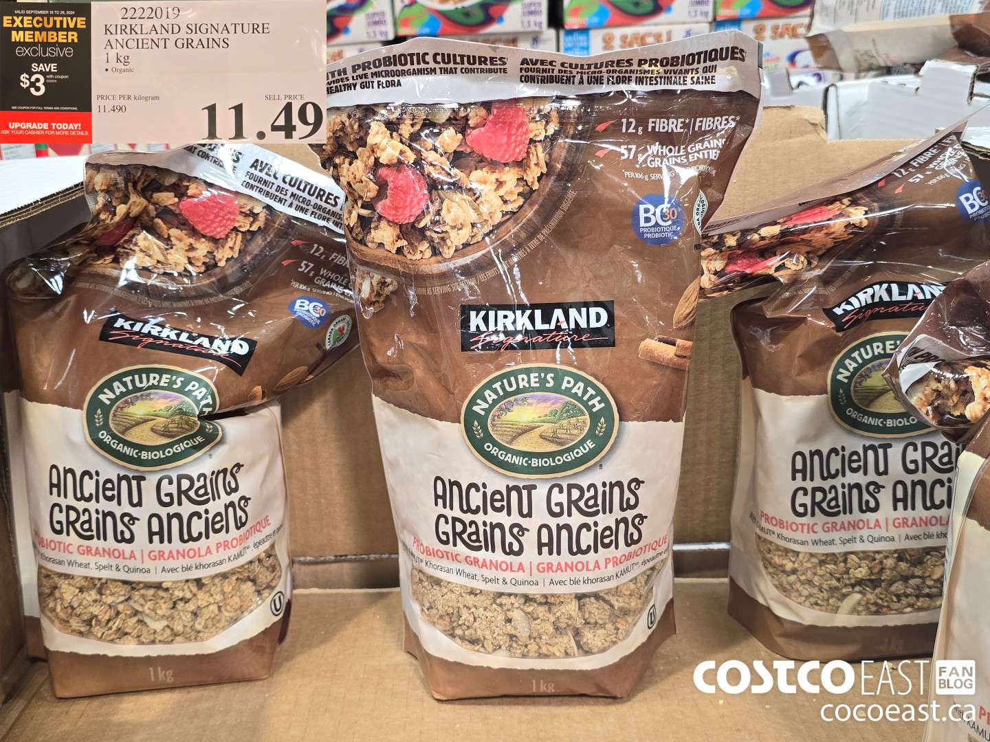 2222019 KIRKLAND SIGNATURE ANCIENT GRAINS 1 kg ($3.00 INSTANT SAVINGS EXPIRES ON 2024-09-29) $11.49