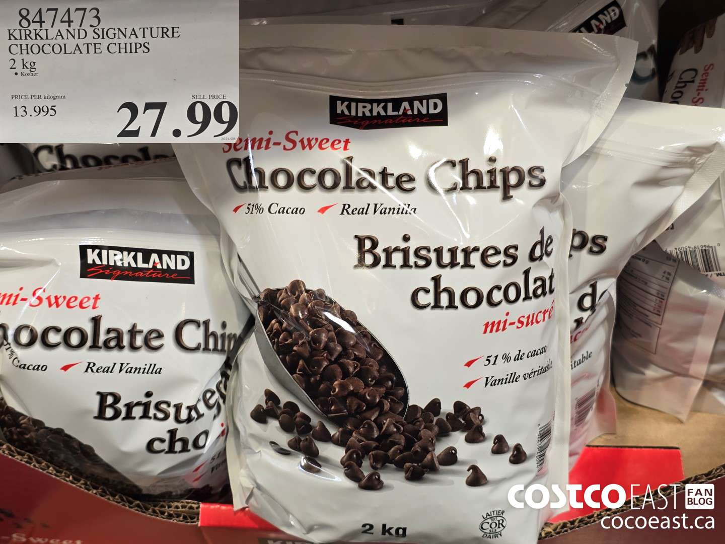 847473 KIRKLAND SIGNATURE CHOCOLATE CHIPS 2 KG $27.99