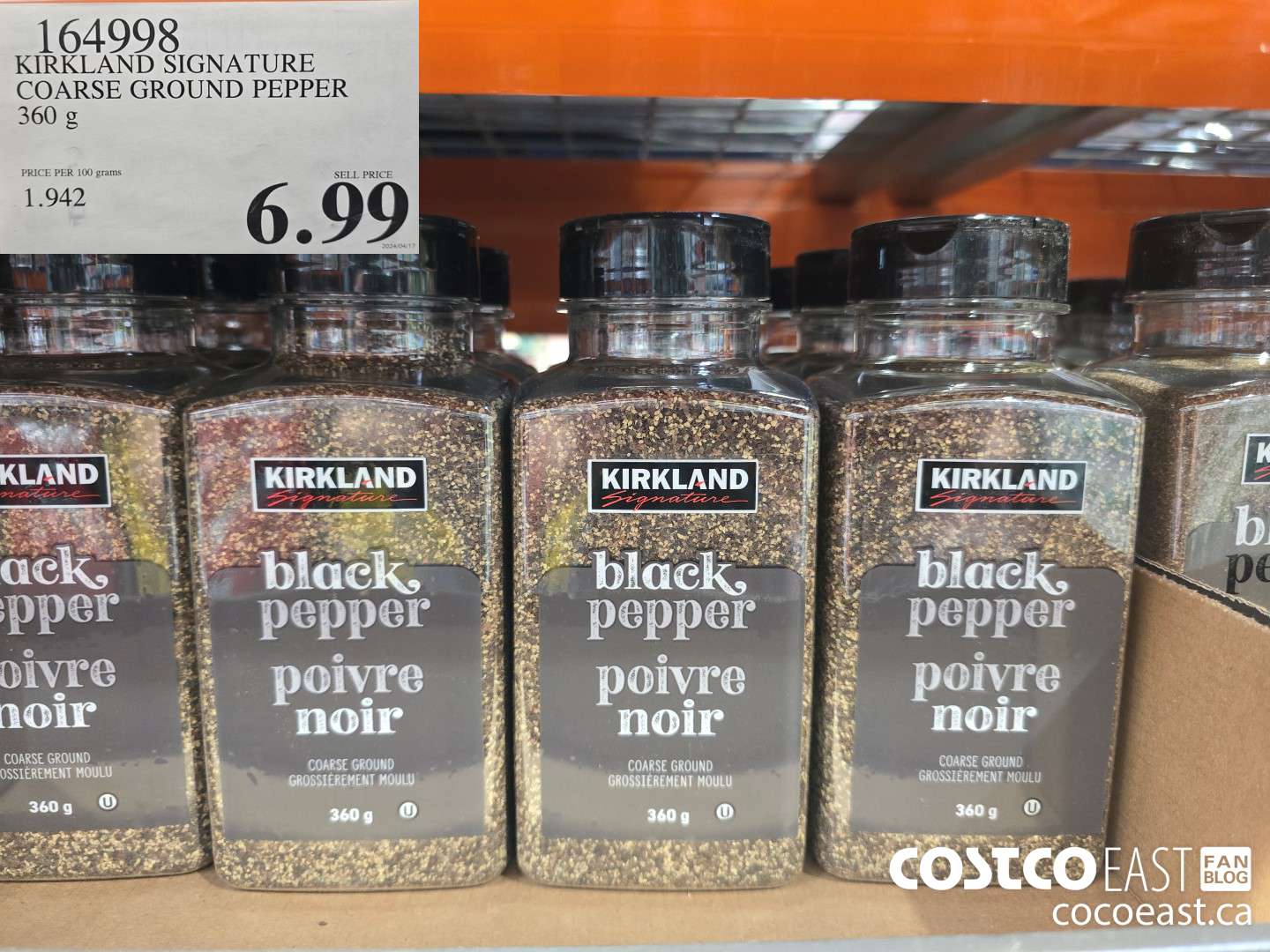 164998 KIRKLAND SIGNATURE COARSE GROUND PEPPER 359 G $6.99