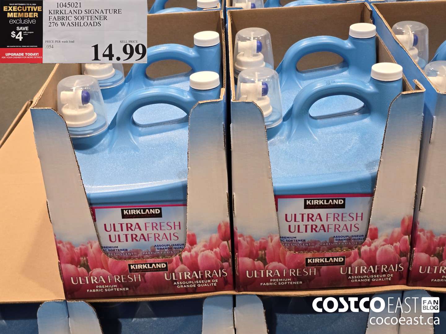 1045021 KIRKLAND SIGNATURE FABRIC SOFTENER 276 WASHLOADS ($4.00 INSTANT SAVINGS EXPIRES ON 2024-09-15) $10.99