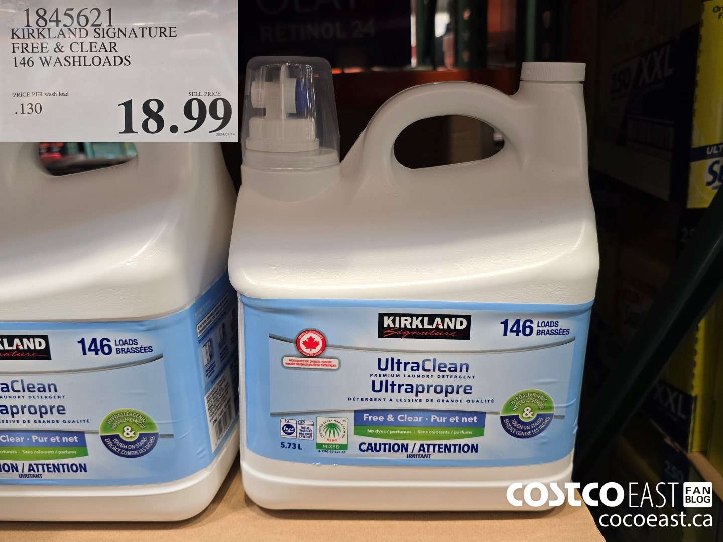 1845621 KIRKLAND SIGNATURE FREE & CLEAR 146 WASHLOADS $18.99