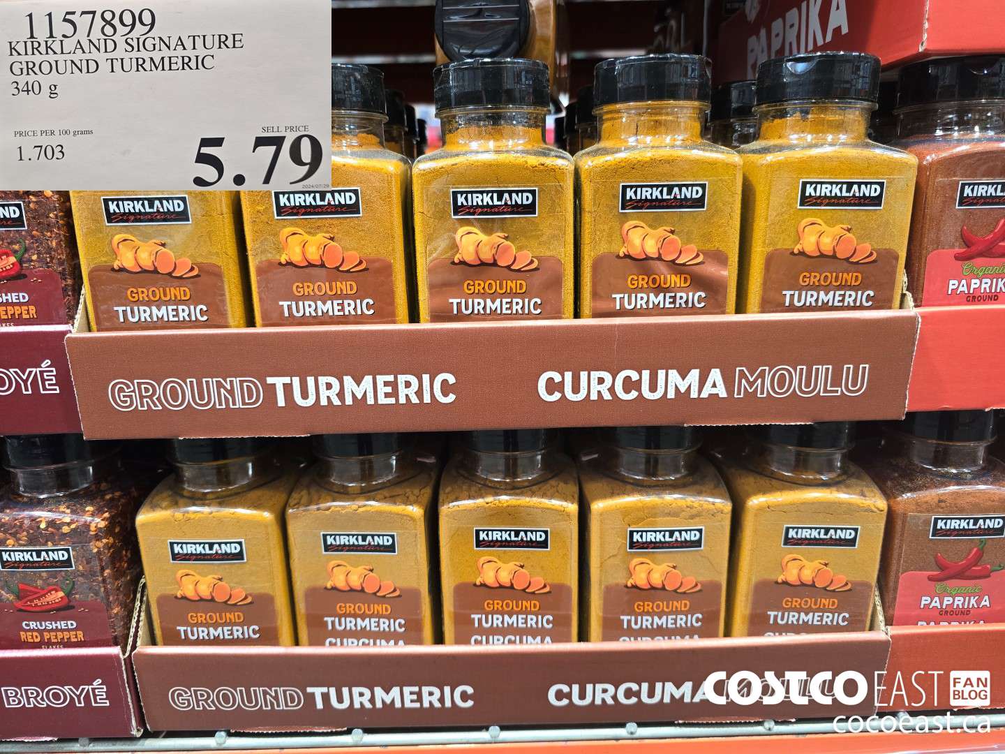 1157899 KIRKLAND SIGNATURE GROUND TURMERIC 340 G $5.79