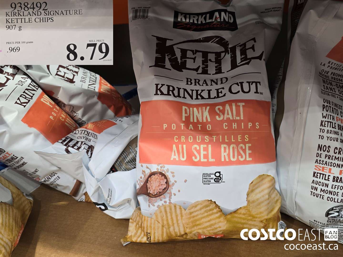 938492 KIRKLAND SIGNATURE KETTLE CHIPS 907 g $8.79