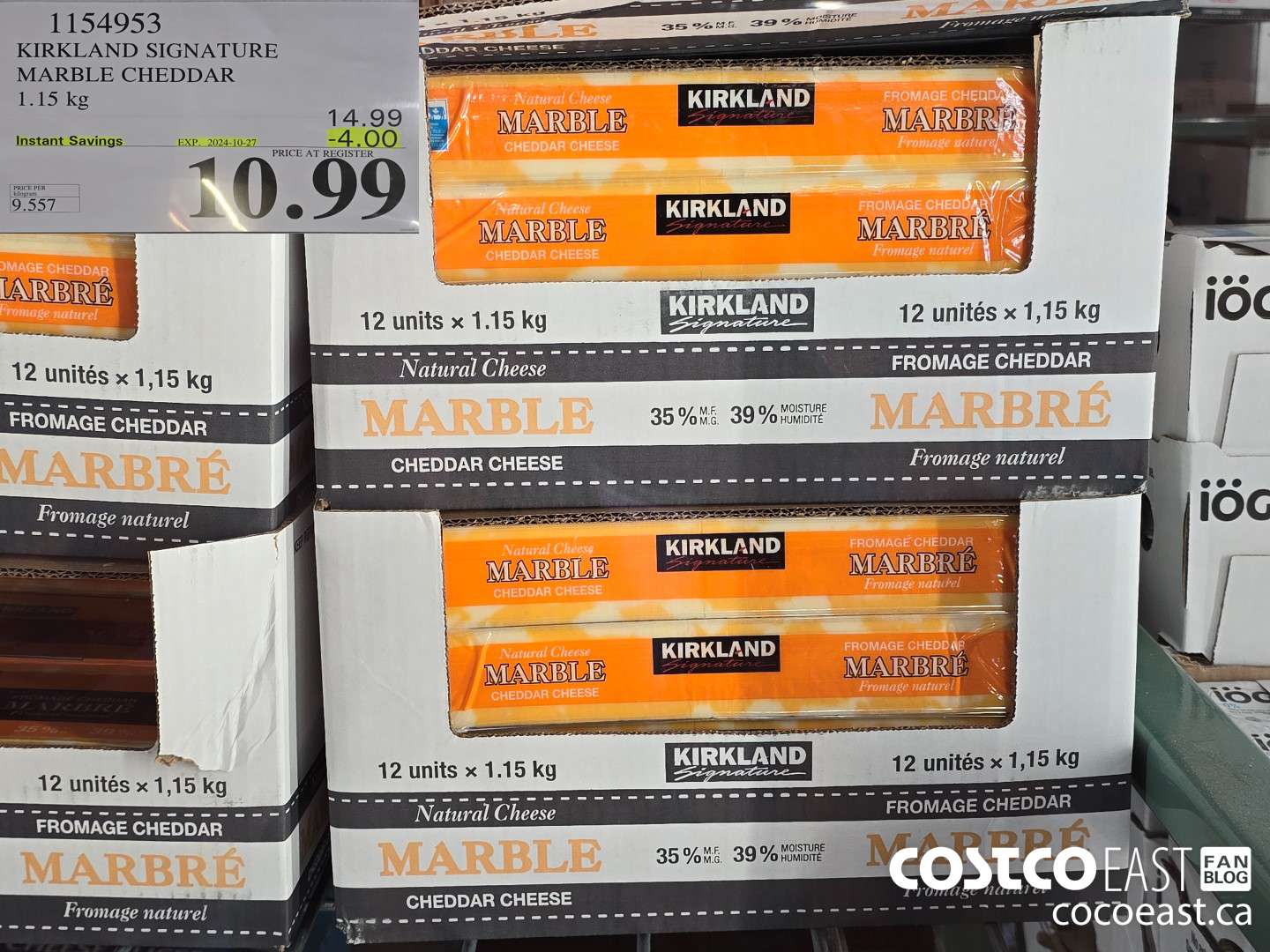 1154953 KIRKLAND SIGNATURE MARBLE CHEDDAR 1.15 KG ($4.00 INSTANT SAVINGS EXPIRES ON 2024-10-27) $10.99