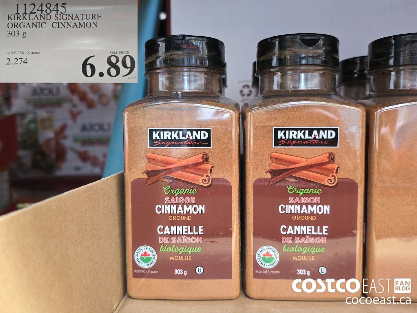 1124845 KIRKLAND SIGNATURE ORGANIC CINNAMON 303 g $6.89