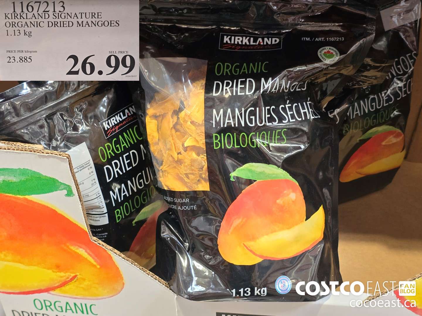 1167213 KIRKLAND SIGNATURE ORGANIC DRIED MANGOES 1.13 KG $26.99