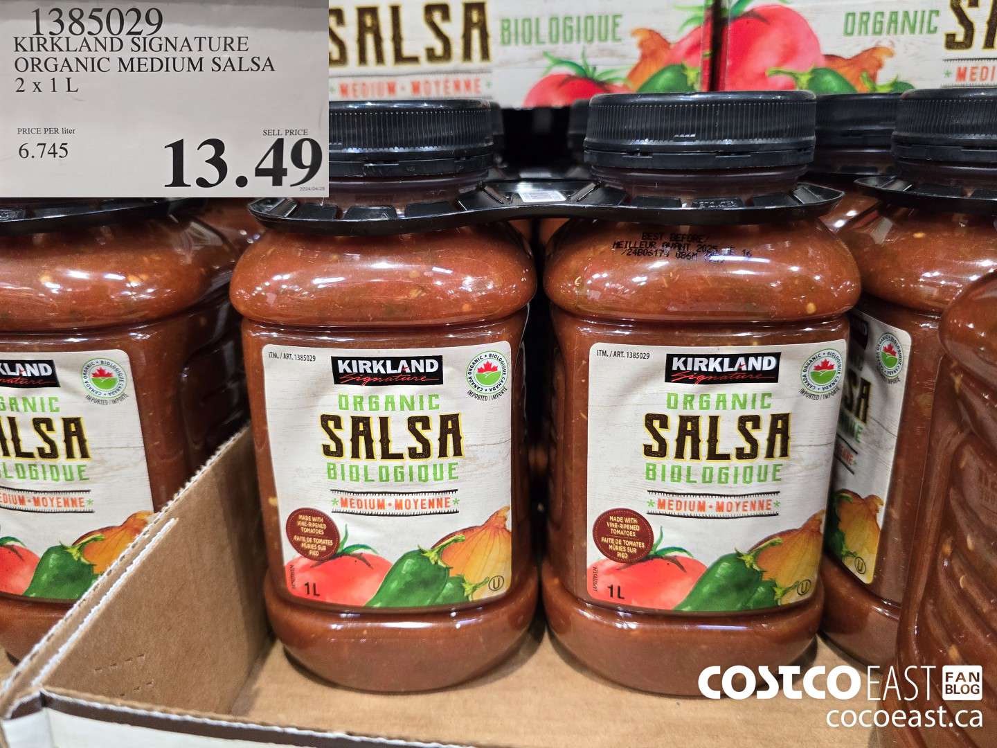 1385029 KIRKLAND SIGNATURE ORGANIC MEDIUM SALSA 2 X 1L $13.49