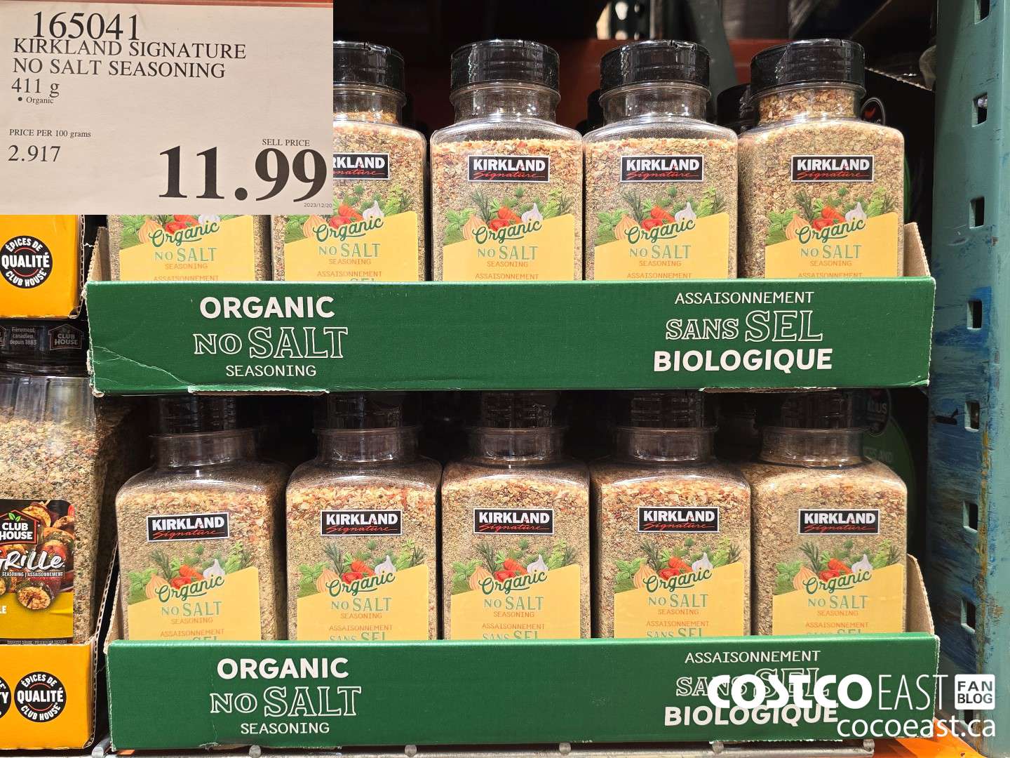 165041 KIRKLAND SIGNATURE ORGANIC NO SALT SEASONING 411 G $11.99