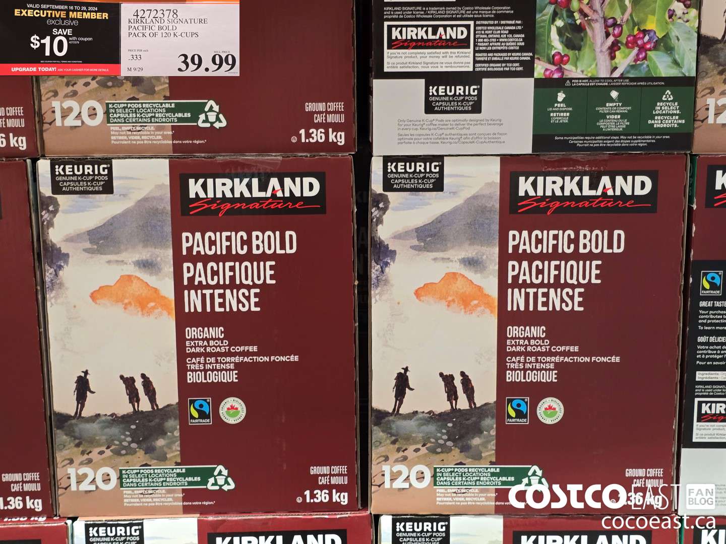 4272378 KIRKLAND SIGNATURE PACIFIC BOLD PACK OF 120 K-CUPS ($10.00 INSTANT SAVINGS EXPIRES ON 2024-09-29) $29.99