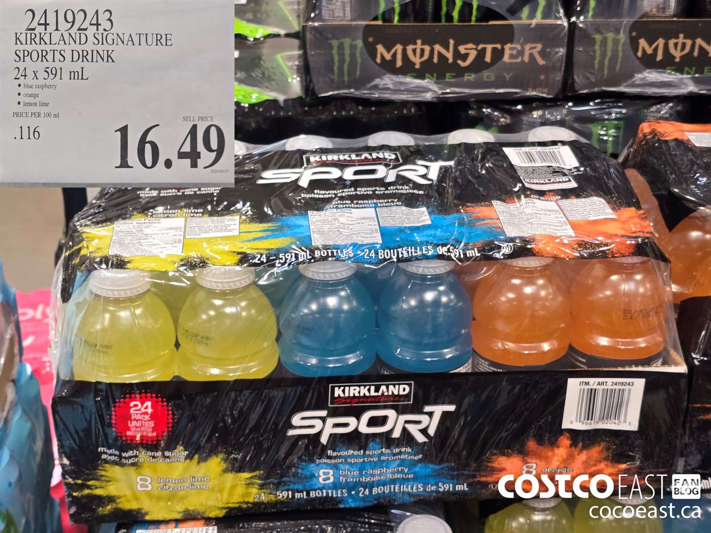 2419243 KIRKLAND SIGNATURE SPORTS DRINK 24 X 591 ML $16.49