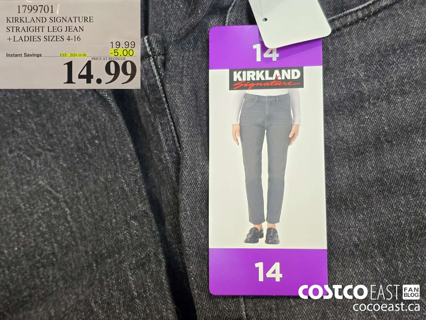 1799701 KIRKLAND SIGNATURE STRAIGHT LEG JEAN + LADIES SIZES 4-16 ($5.00 INSTANT SAVINGS EXPIRES ON 2024-10-06) $14.99