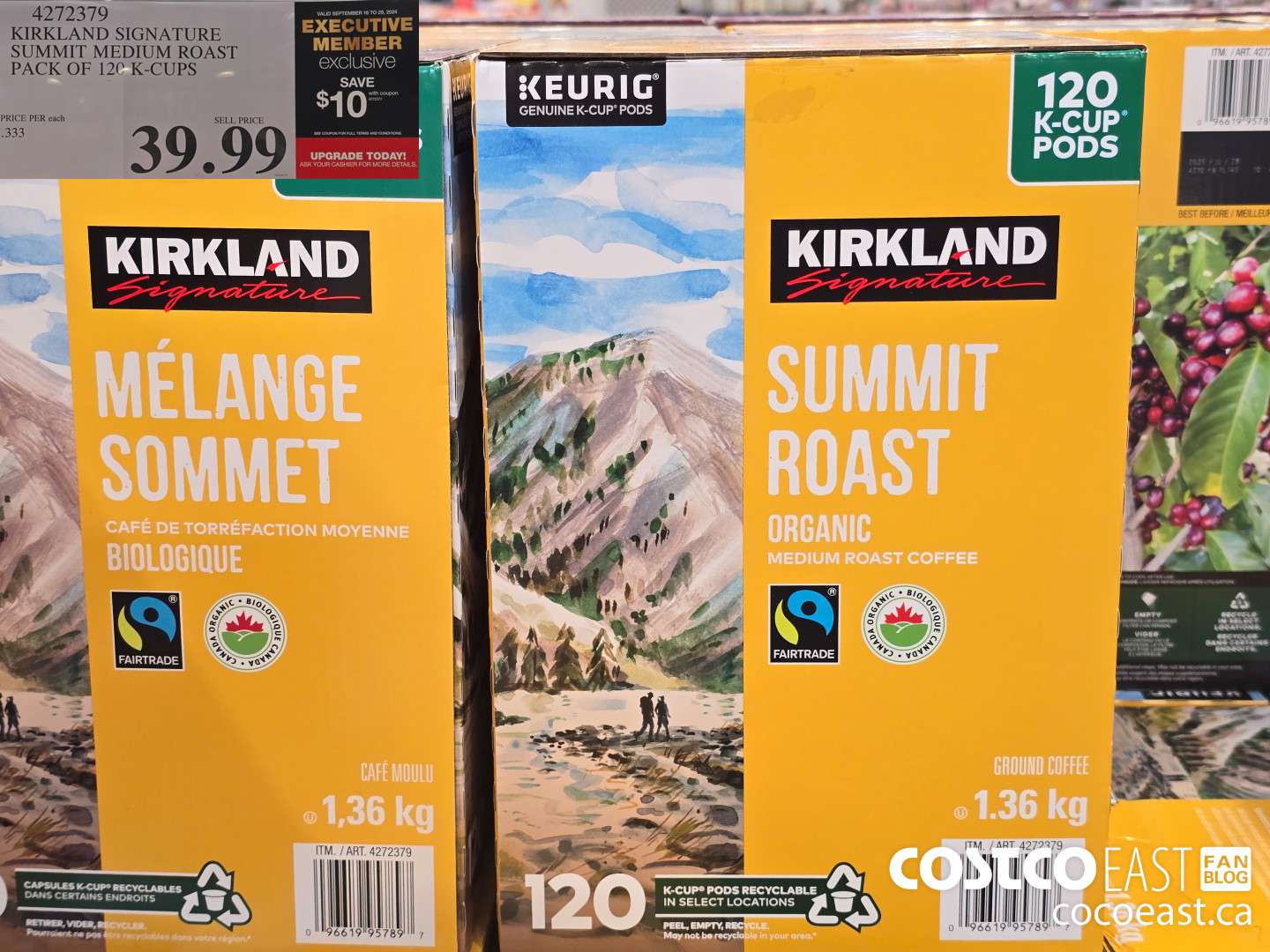 4272379 KIRKLAND SIGNATURE SUMMIT MEDIUM ROAST PACK OF 120 K-CUPS ($10.00 INSTANT SAVINGS EXPIRES ON 2024-09-19) $29.99