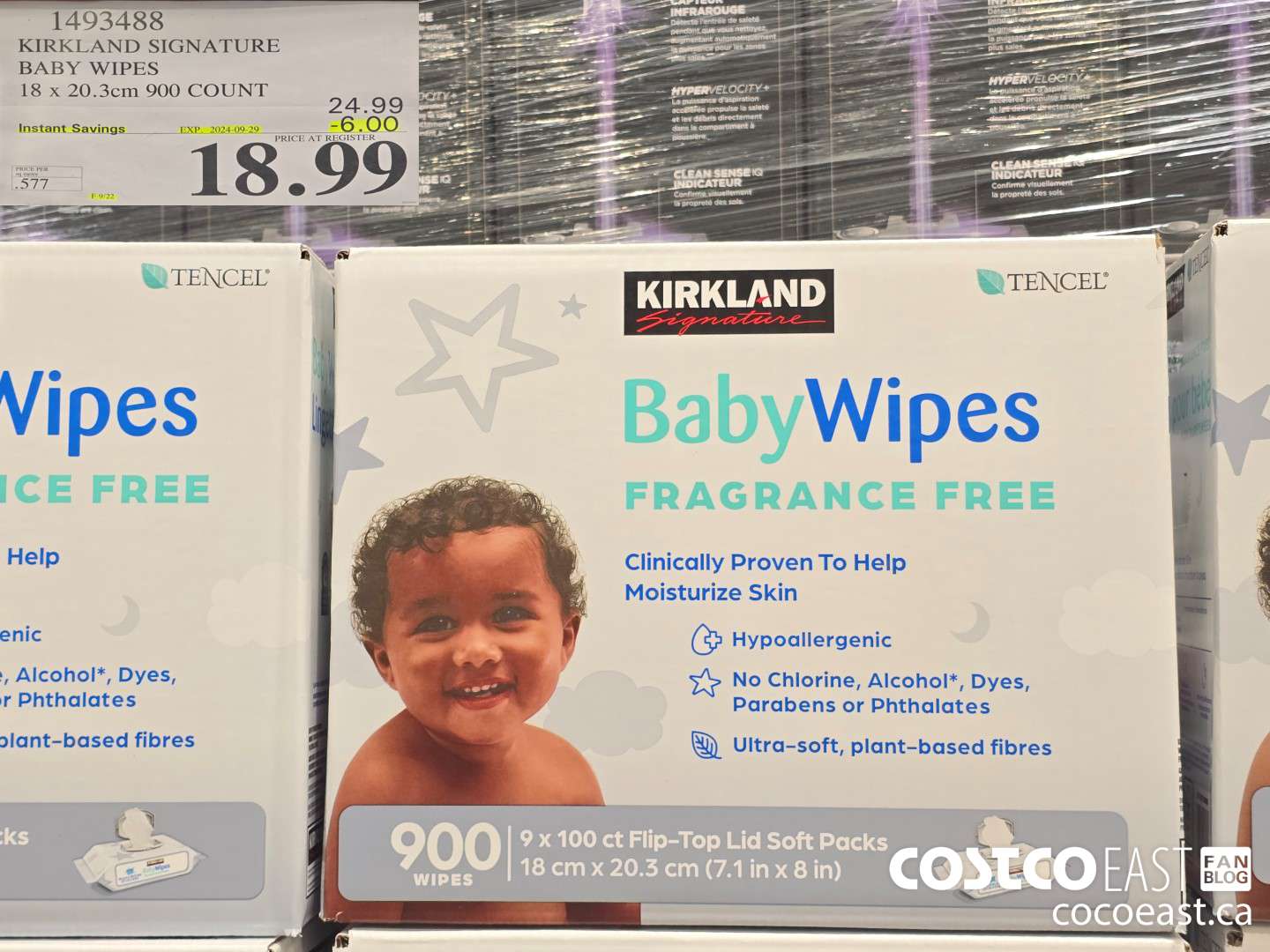 1493488 KIRKLAND SIGNATURE TENCEL BABY WIPES 18 X 20.3CM 900 COUNT ($6.00 INSTANT SAVINGS EXPIRES ON 2024-09-29) $18.99