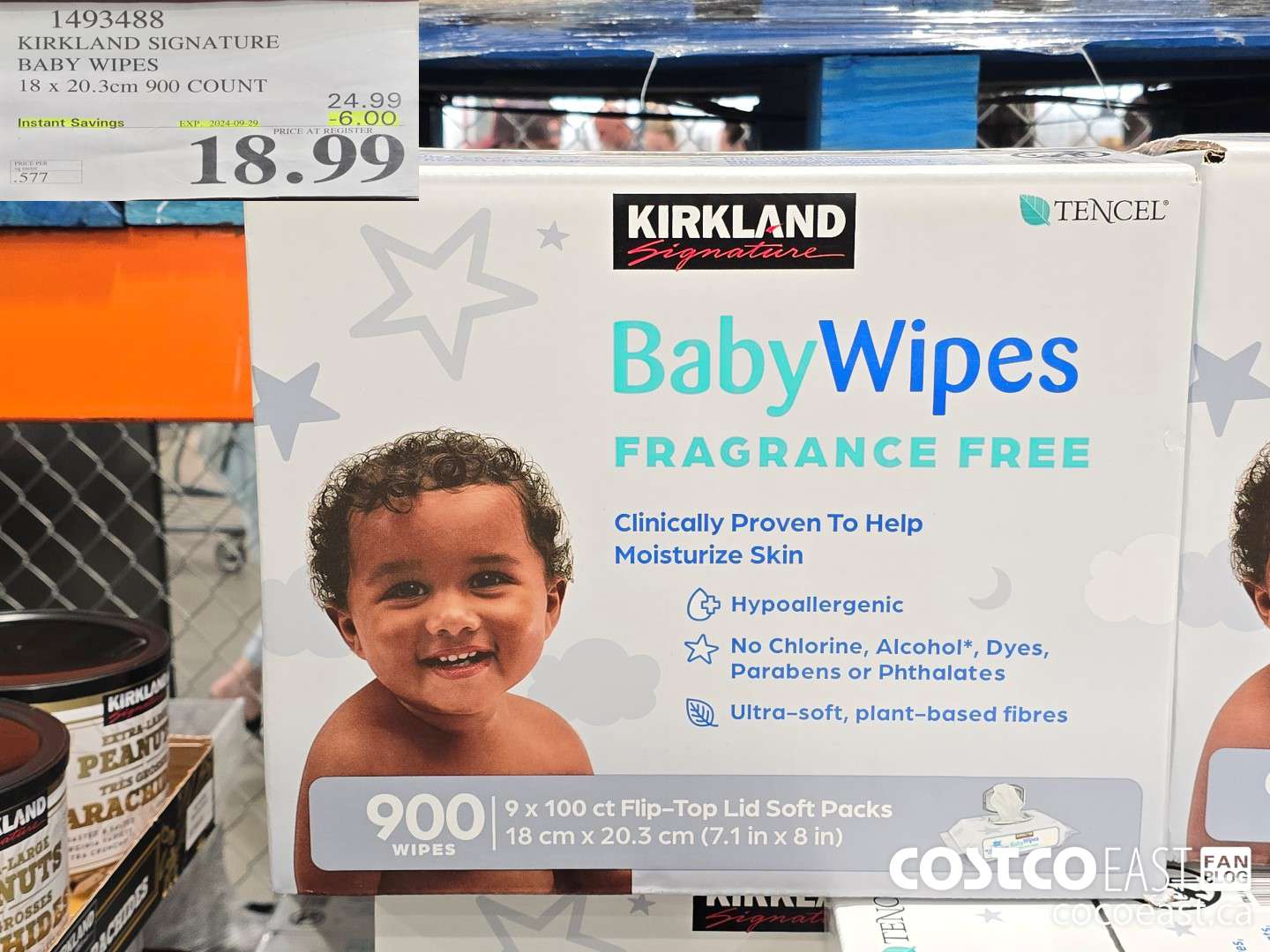 1493488 KIRKLAND SIGNATURE TENCEL BABY WIPES 18 X 20.3CM 900 COUNT ($6.00 INSTANT SAVINGS EXPIRES ON 2024-09-29) $18.99