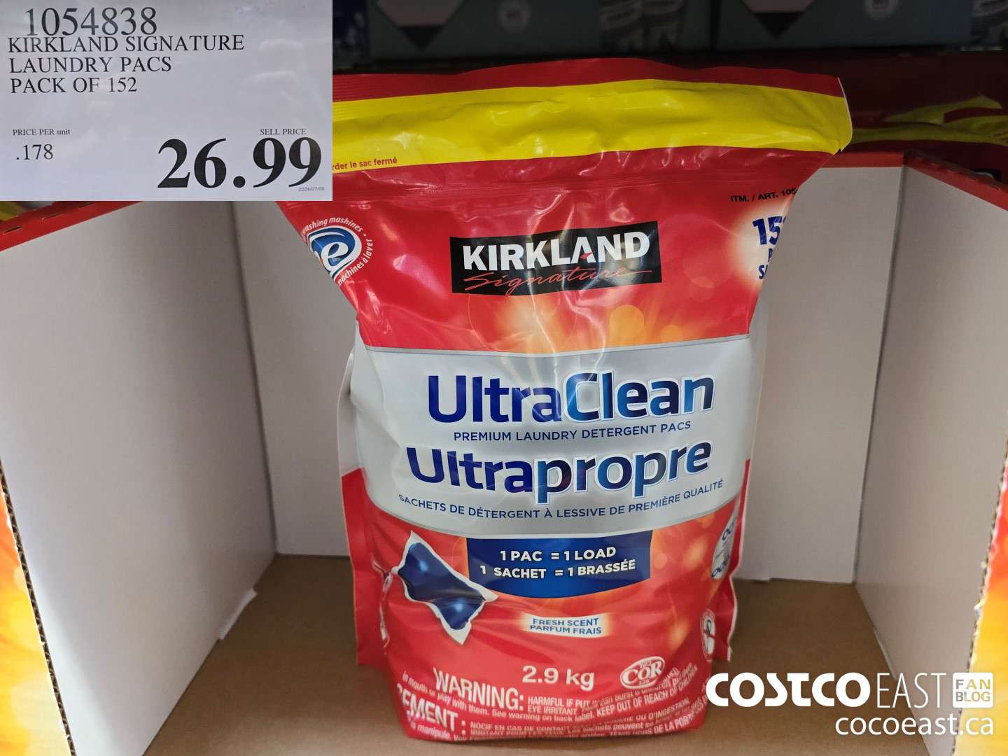 1054838 KIRKLAND SIGNATURE ULTRA CLEAN LAUNDRY PACS PACK OF 152 $26.99