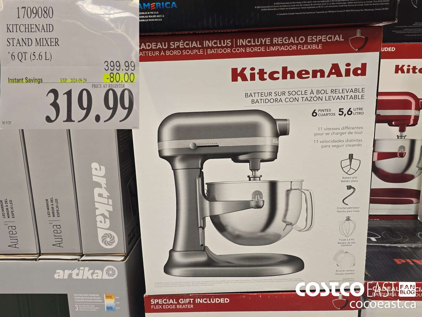 1709080 KITCHENAID STAND MIXER 6 QT (5.6 L) ($80.00 INSTANT SAVINGS EXPIRES ON 2024-09-29) $319.99