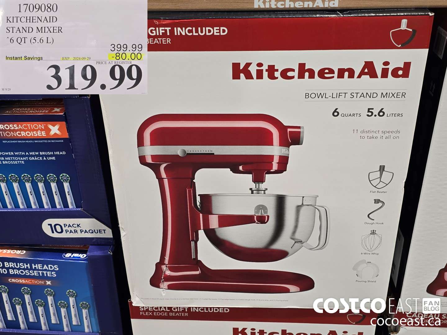 1709080 KITCHENAID STAND MIXER 6 QT (5.6 L) ($80.00 INSTANT SAVINGS EXPIRES ON 2024-09-29) $319.99