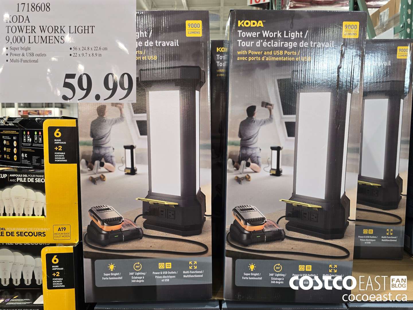 1718608 KODA TOWER WORK LIGHT 9,000 LUMENS $59.99