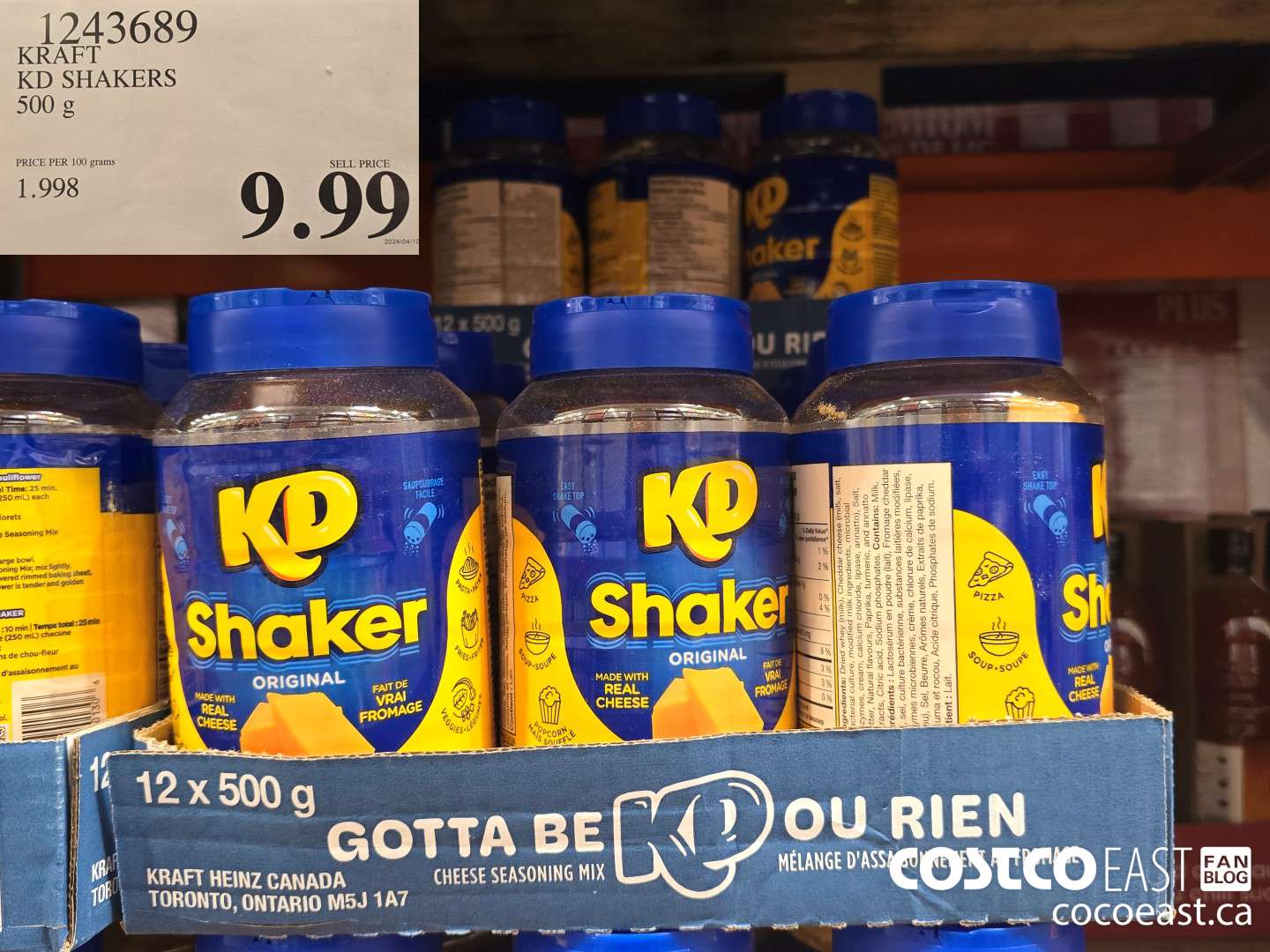 1243689 KRAFT KD SHAKERS 500g $9.99