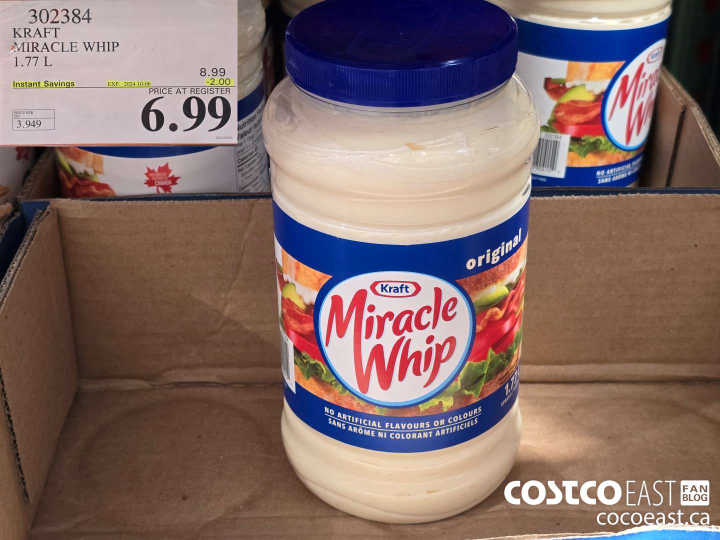 302384 KRAFT MIRACLE WHIP 1.77 L ($2.00 INSTANT SAVINGS EXPIRES ON 2024-10-06) $6.99