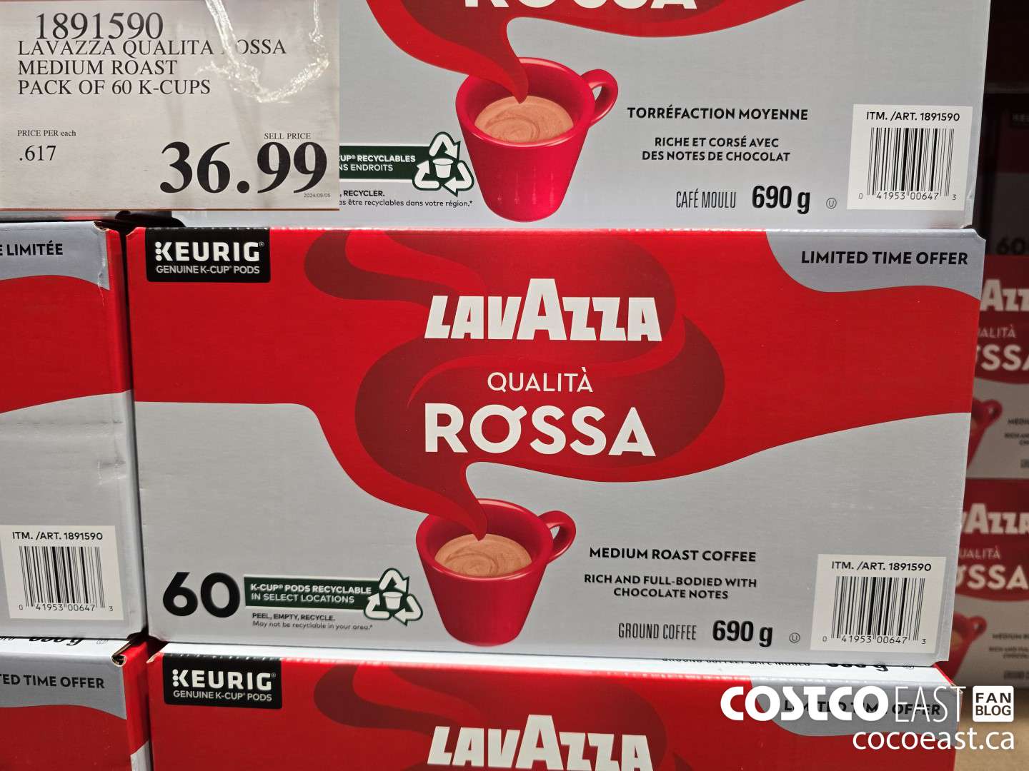 1891590 LAVAZZA QUALITA ROSSA MEDIUM ROAST PACK OF 60 K-CUPS $36.99