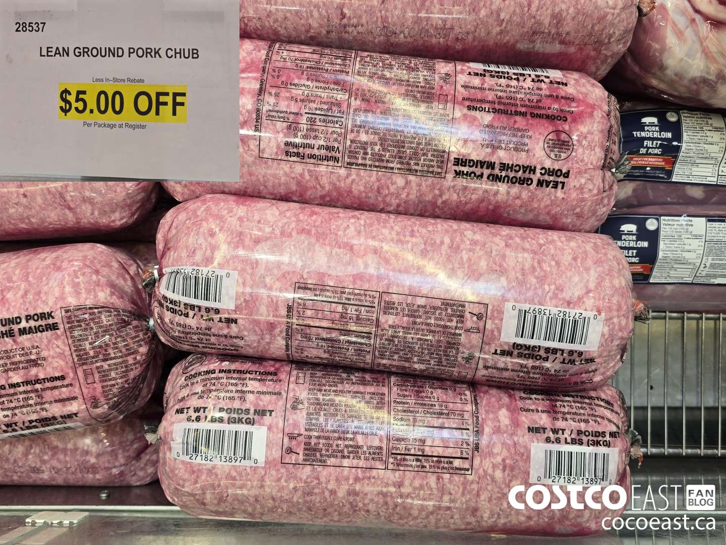 28537 LEAN GROUND PORK CHUB ($5.00 INSTANT SAVINGS)