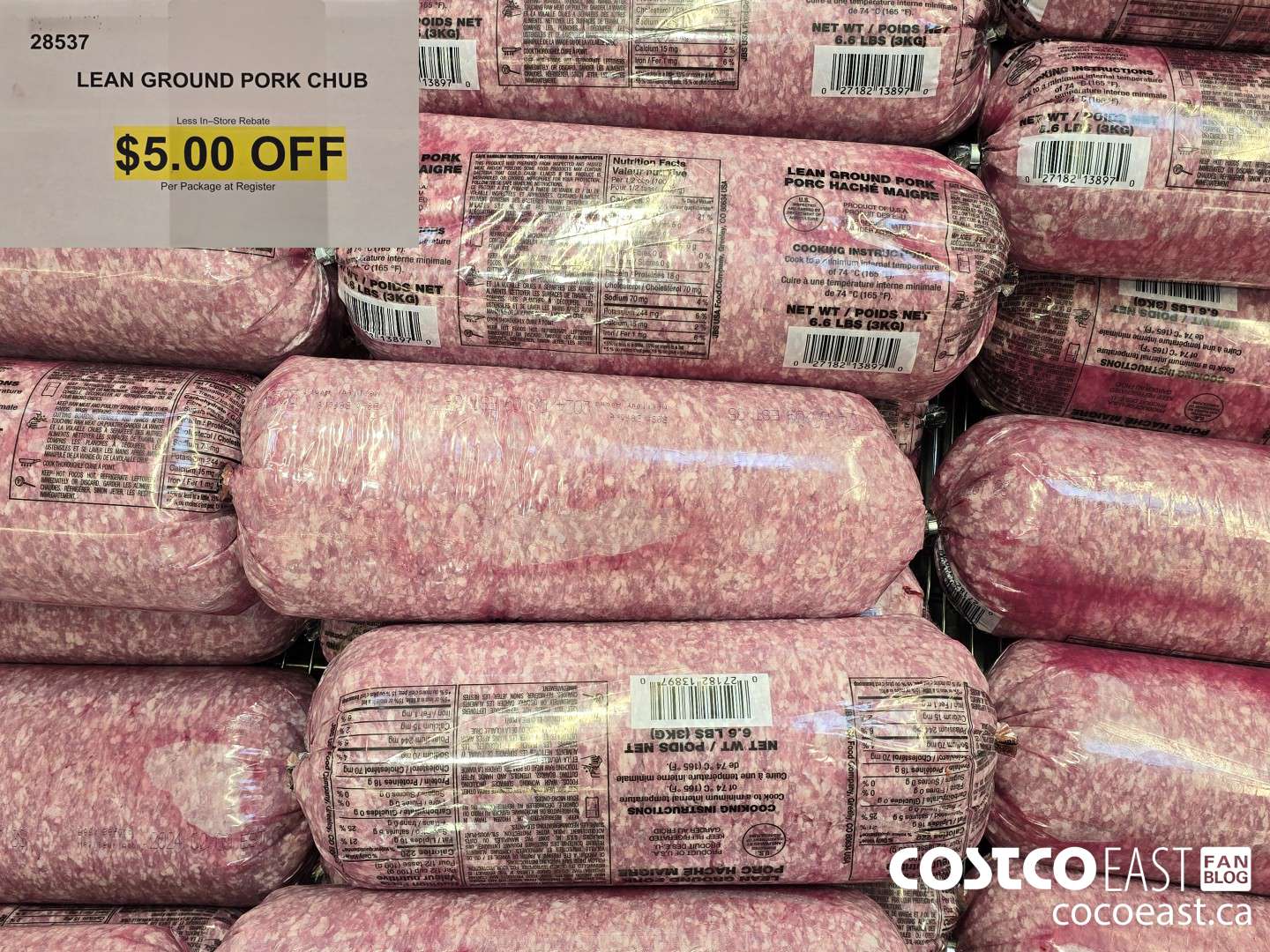 28537 LEAN GROUND PORK CHUB ($5.00 INSTANT SAVINGS)