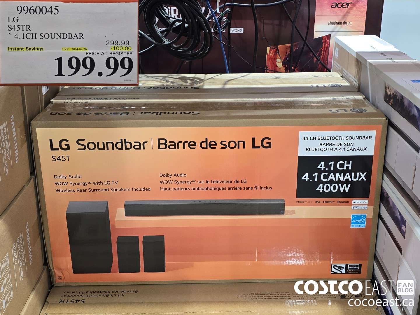 9960045 LG S45TR 4.1CH SOUNDBAR ($100.00 INSTANT SAVINGS EXPIRES ON 2024-09-26) $199.99