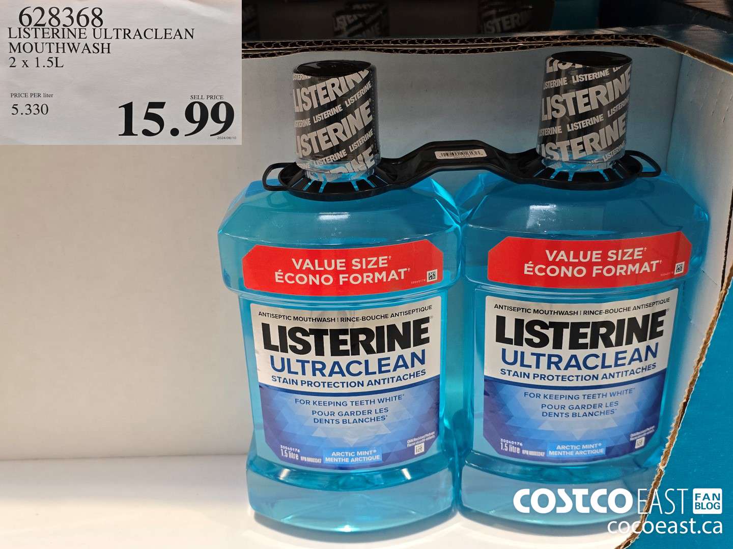 628368 LISTERINE ULTRACLEAN MOUTHWASH 2 X 1.5L $15.99