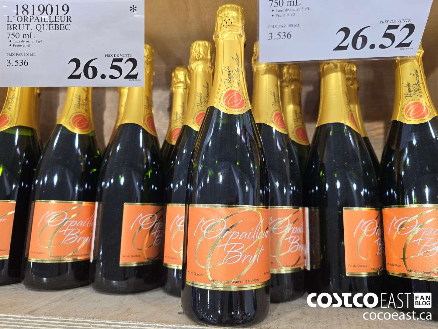 1819019 L'ORPAILLEUR BRUT, QUEBEC 750 ML $26.52