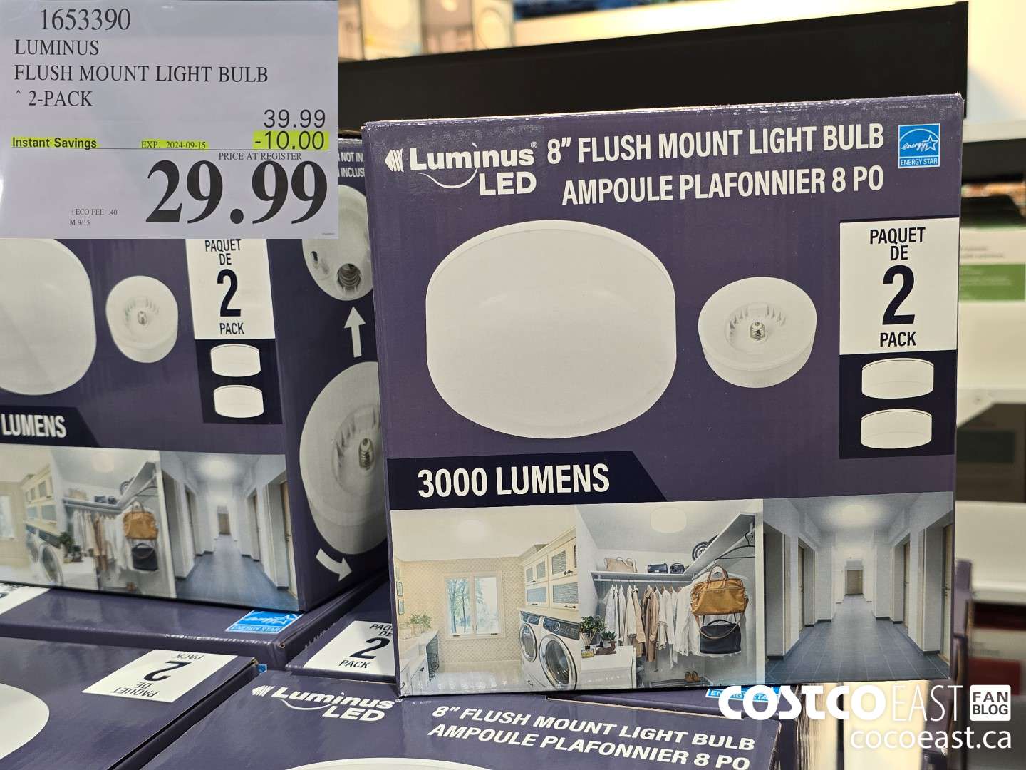 1653390 LUMINUS FLUSH MOUNT LIGHT BULB ~ 2-PACK ($10.00 INSTANT SAVINGS EXPIRES ON 2024-09-15) $29.99