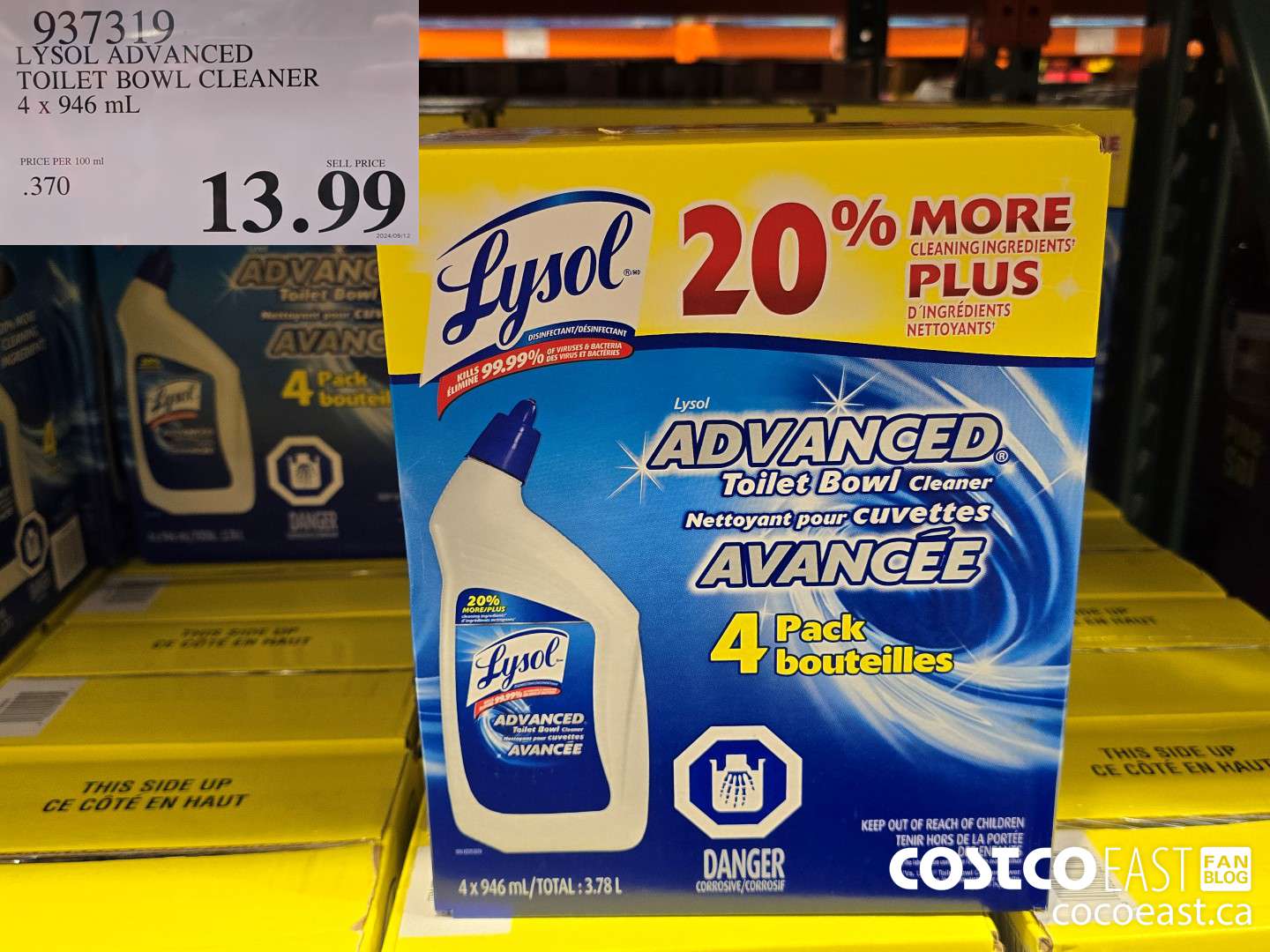 937319 LYSOL ADVANCED TOILET BOWL CLEANER 4 X 946 ML $13.99