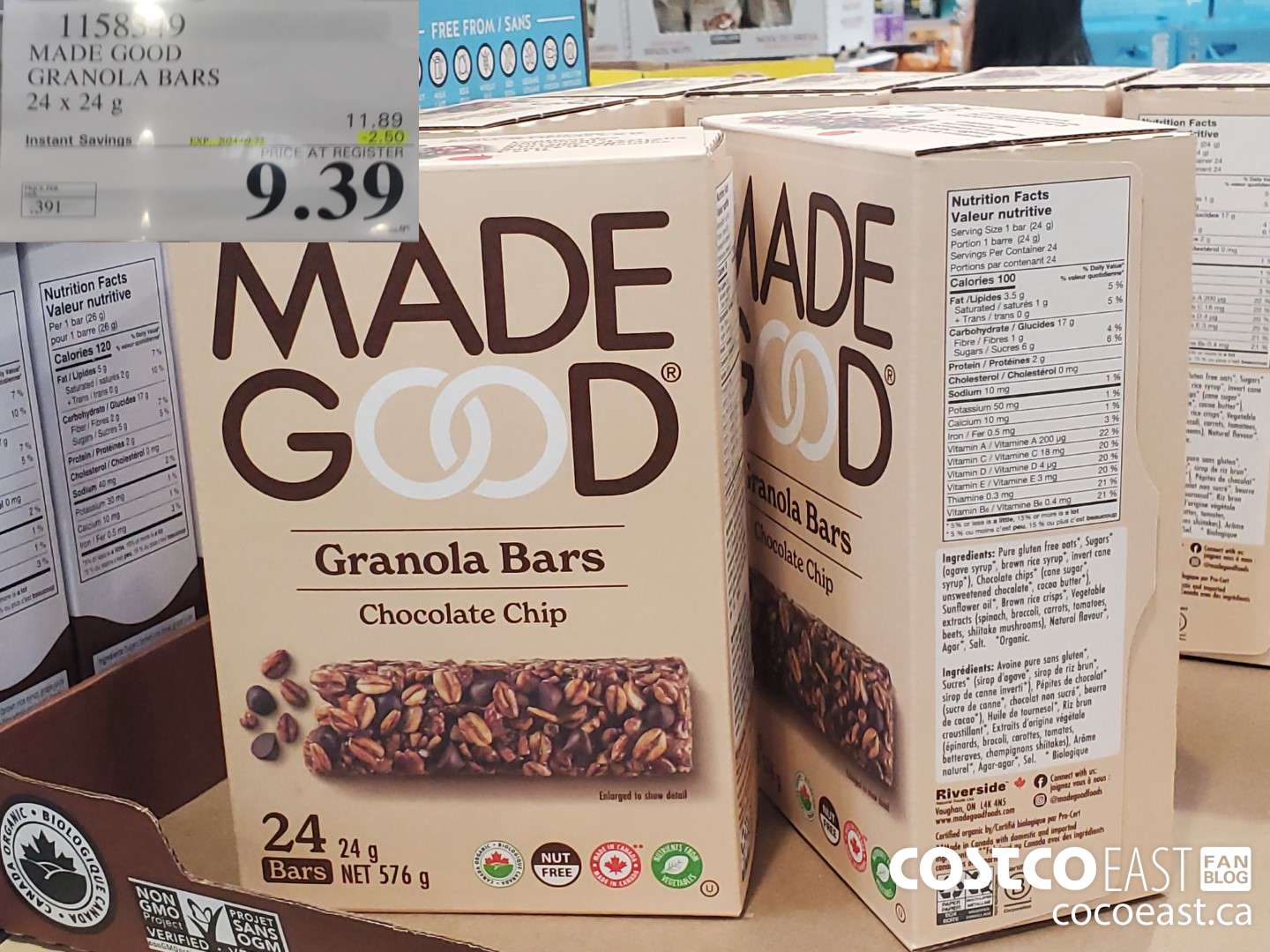 1158349 MADE GOOD GRANOLA BARS 24 x 24 g ($2.50 INSTANT SAVINGS EXPIRES ON 2024-09-22) $9.39