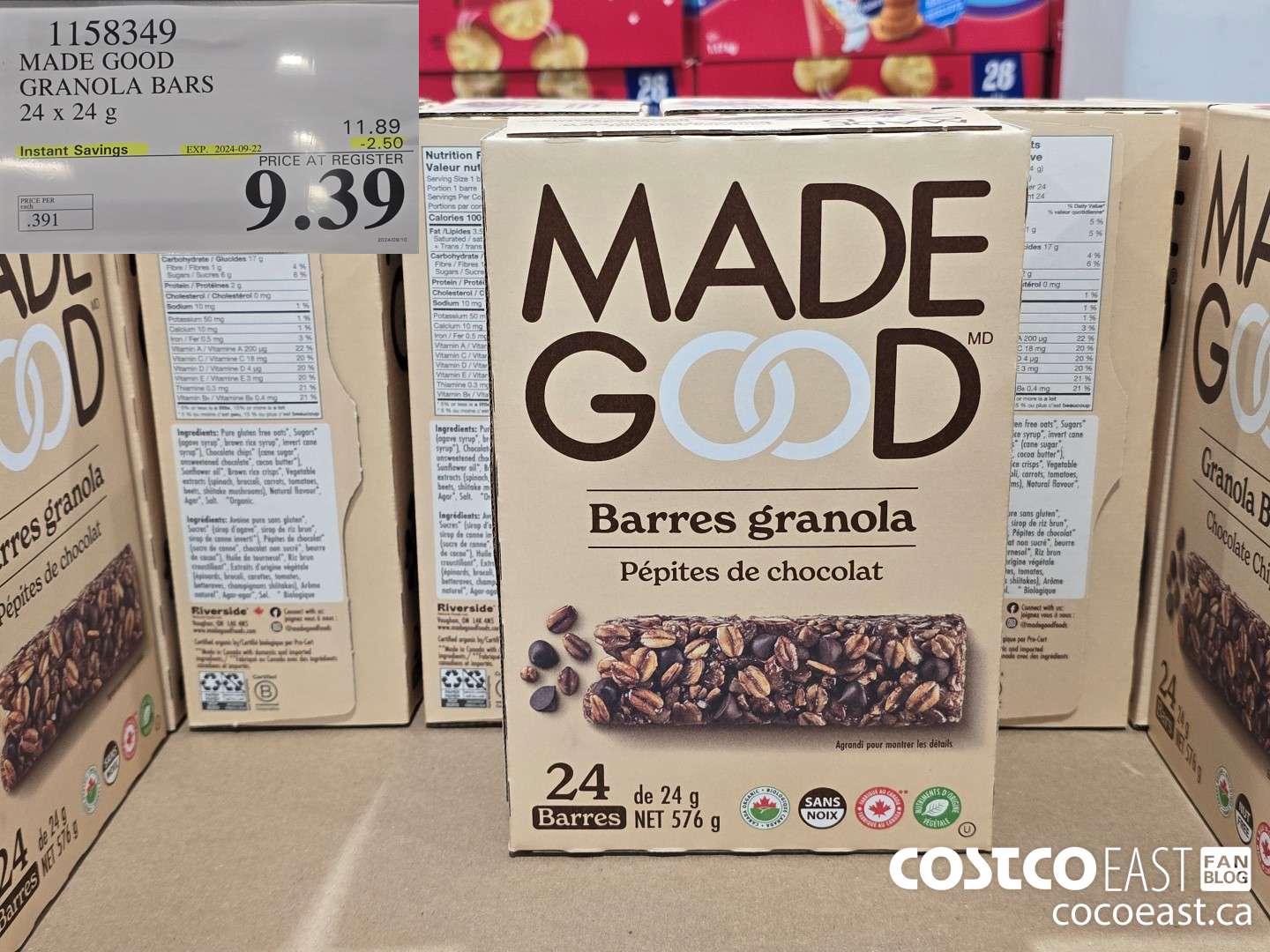 1158349 MADE GOOD GRANOLA BARS 24 x 24 g ($2.50 INSTANT SAVINGS EXPIRES ON 2024-09-22) $9.39