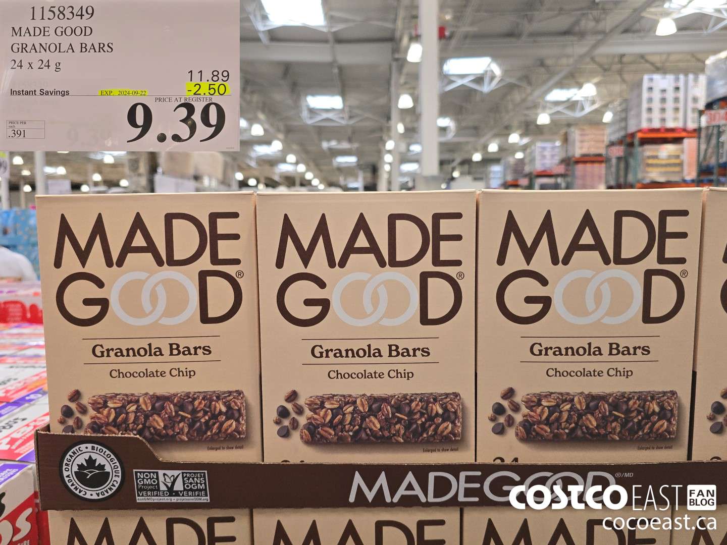 1158349 MADE GOOD GRANOLA BARS 24 x 24 g ($2.50 INSTANT SAVINGS EXPIRES ON 2024-09-22) $9.39
