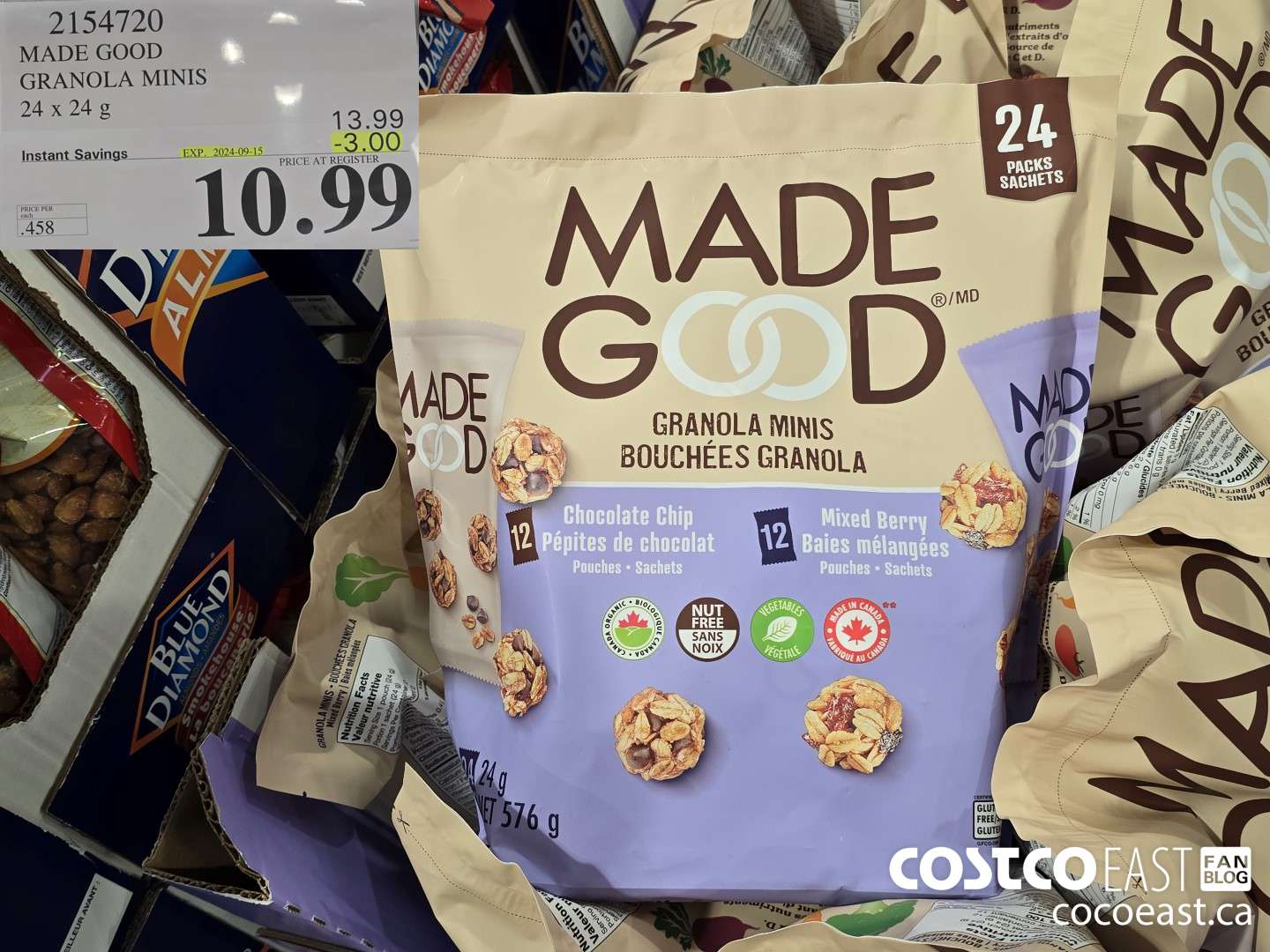 2154720 MADE GOOD GRANOLA MINIS 24 x 24 g ($3.00 INSTANT SAVINGS EXPIRES ON 2024-09-15) $10.99