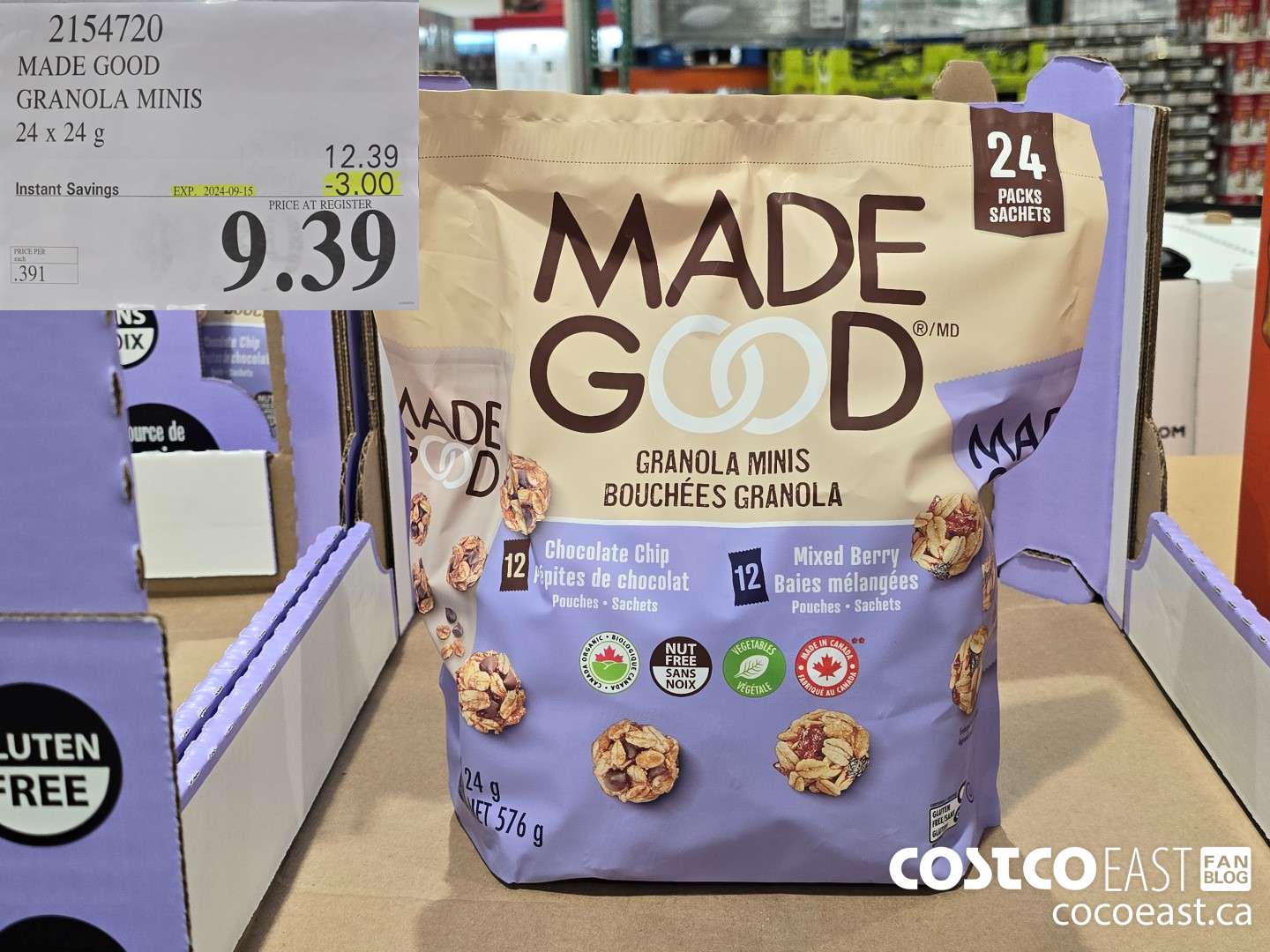 2154720 MADE GOOD GRANOLA MINIS 24x24g  ($3.00 INSTANT SAVINGS EXPIRES ON 2024-09-15) $9.39