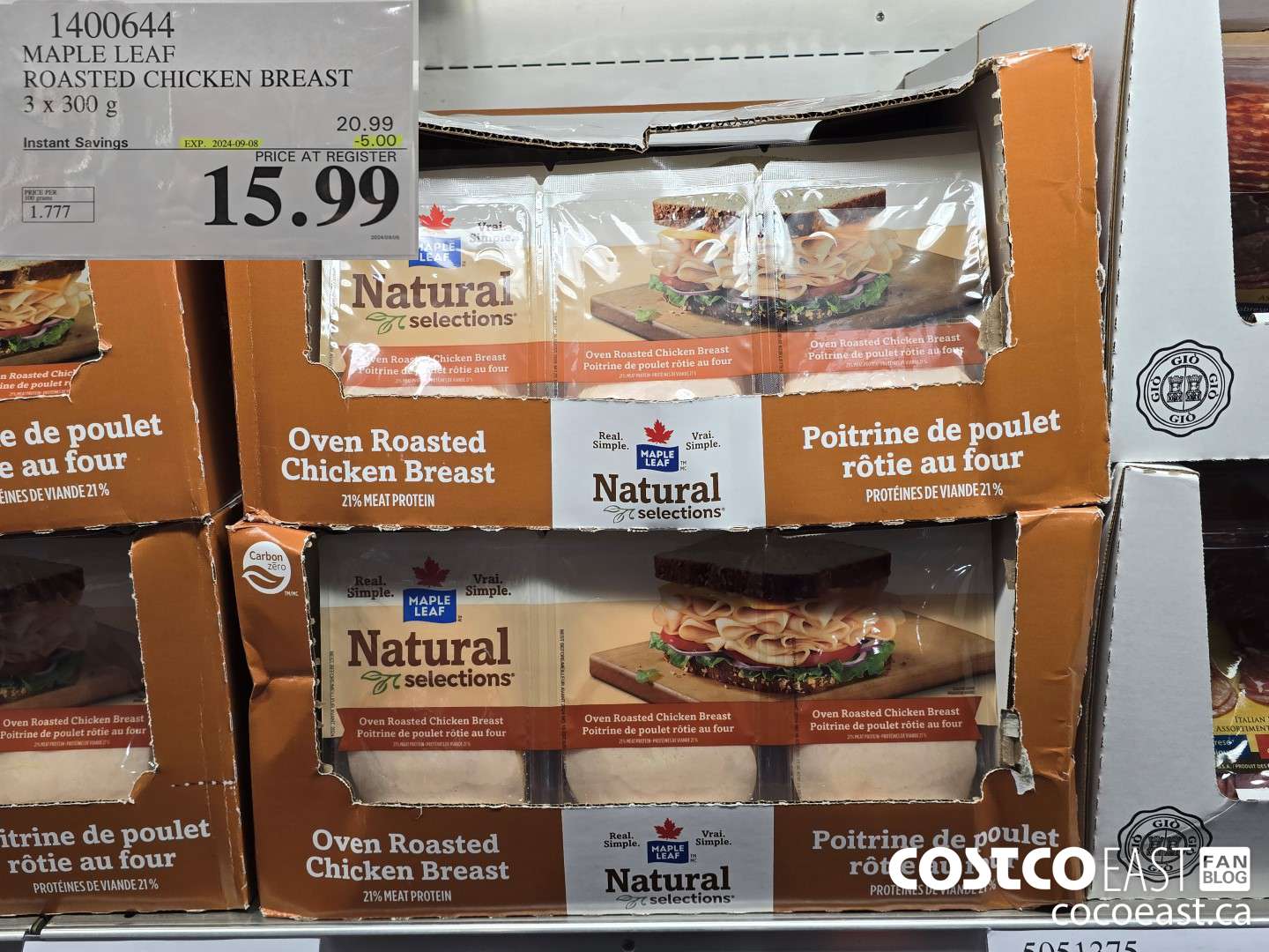 1400644 MAPLE LEAF SLICED CHICKEN BREAST 3 x 300 g ($5.00 INSTANT SAVINGS EXPIRES ON 2024-09-08) $15.99