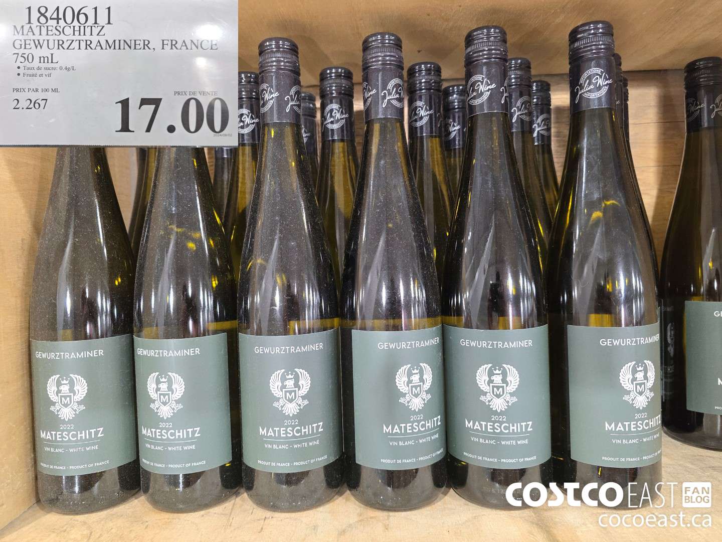 1840611 MATESCHITZ GEWURZTRAMINER, FRANCE: 750 ML $17.00