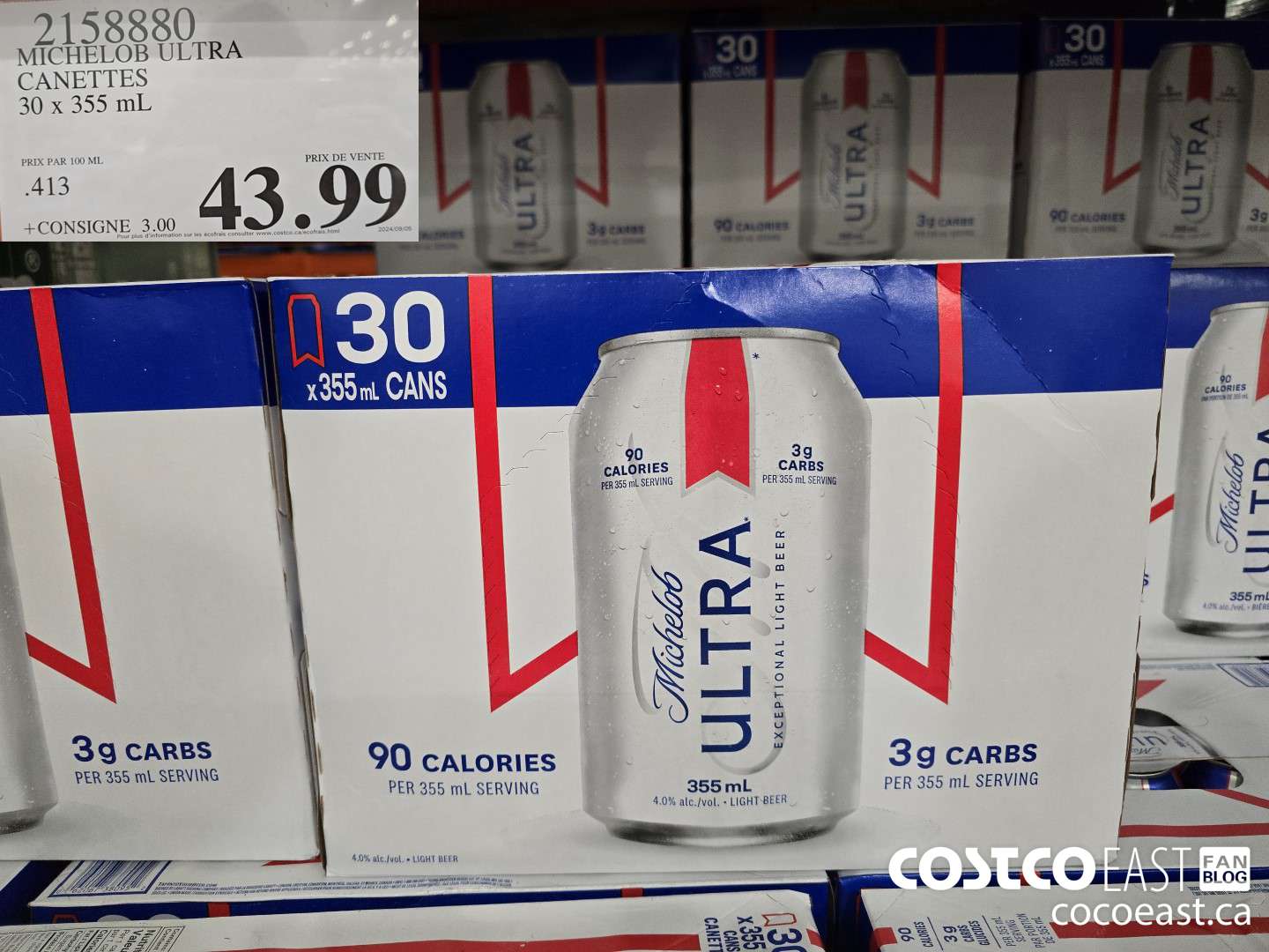 2158880 MICHELOB ULTRA CANETTES 30 x 355 mL $43.99