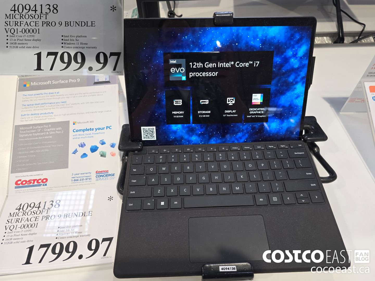 4094138 MICROSOFT SURFACE PRO 9 BUNDLE  $1799.97