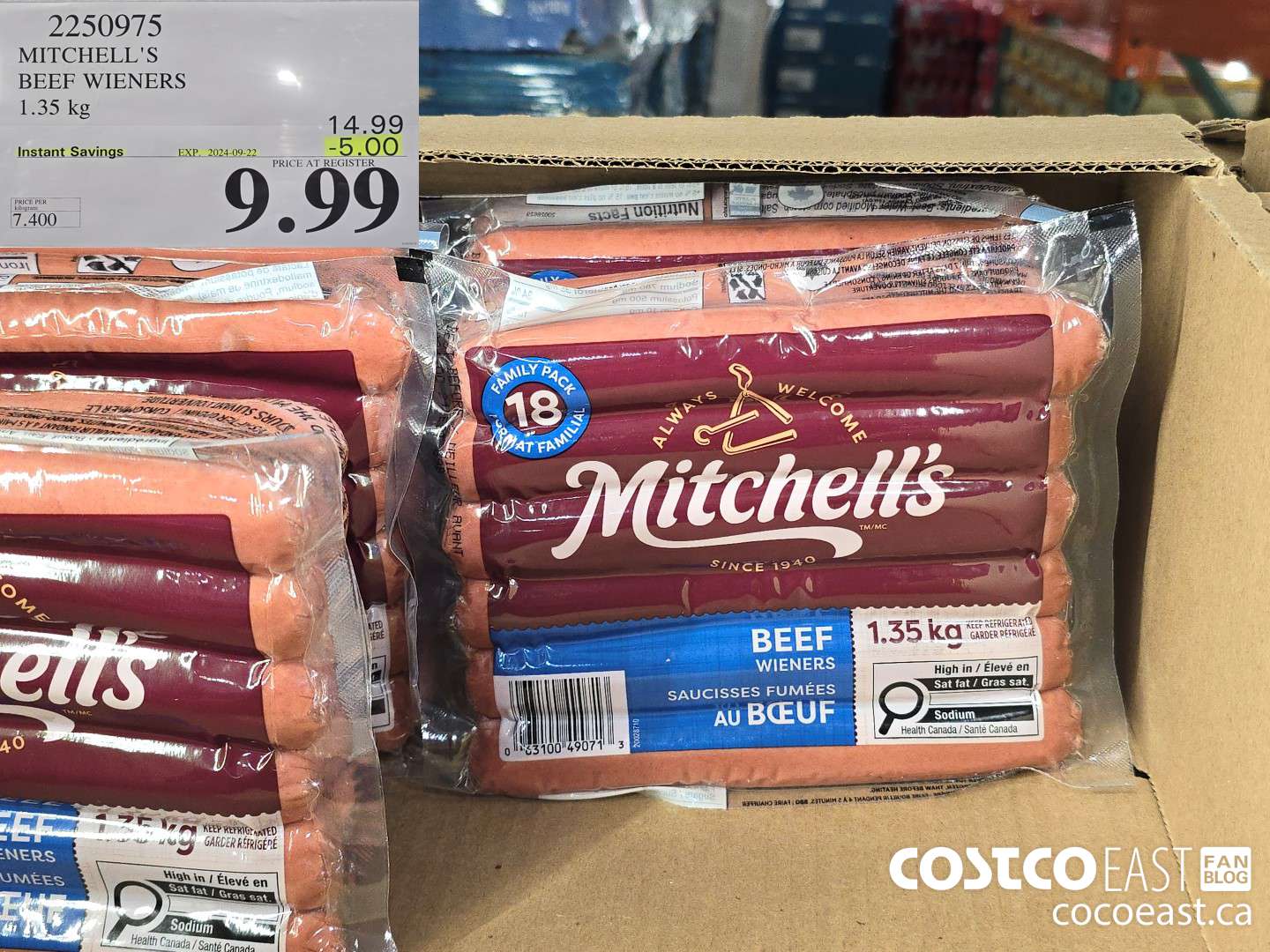 2250975 MITCHELL'S BEEF WIENERS 1.35 KG ($5.00 INSTANT SAVINGS EXPIRES ON 2024-09-22) $9.99