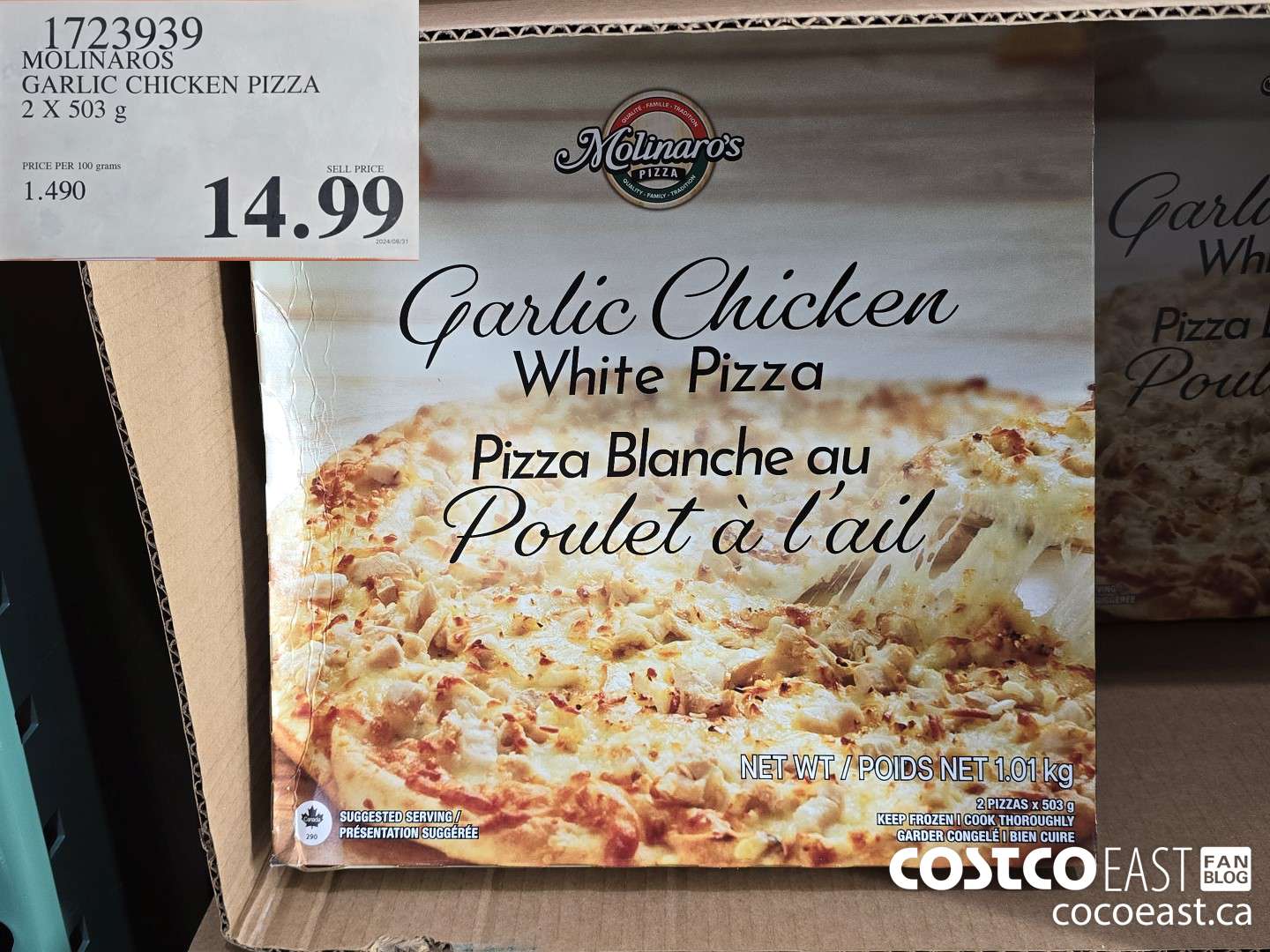1723939 MOLINAROS GARLIC CHICKEN PIZZA 2 X 503 g $14.99