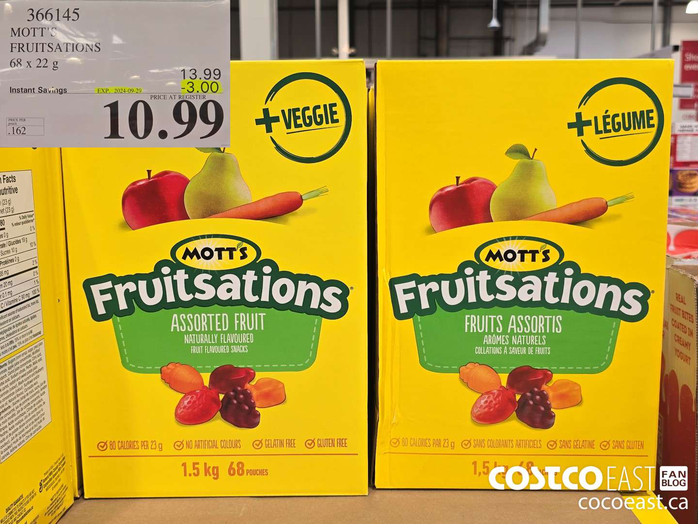 366145 MOTT'S FRUITSATIONS 68 x 22 G ($3.00 INSTANT SAVINGS EXPIRES ON 2024-09-29) $10.99