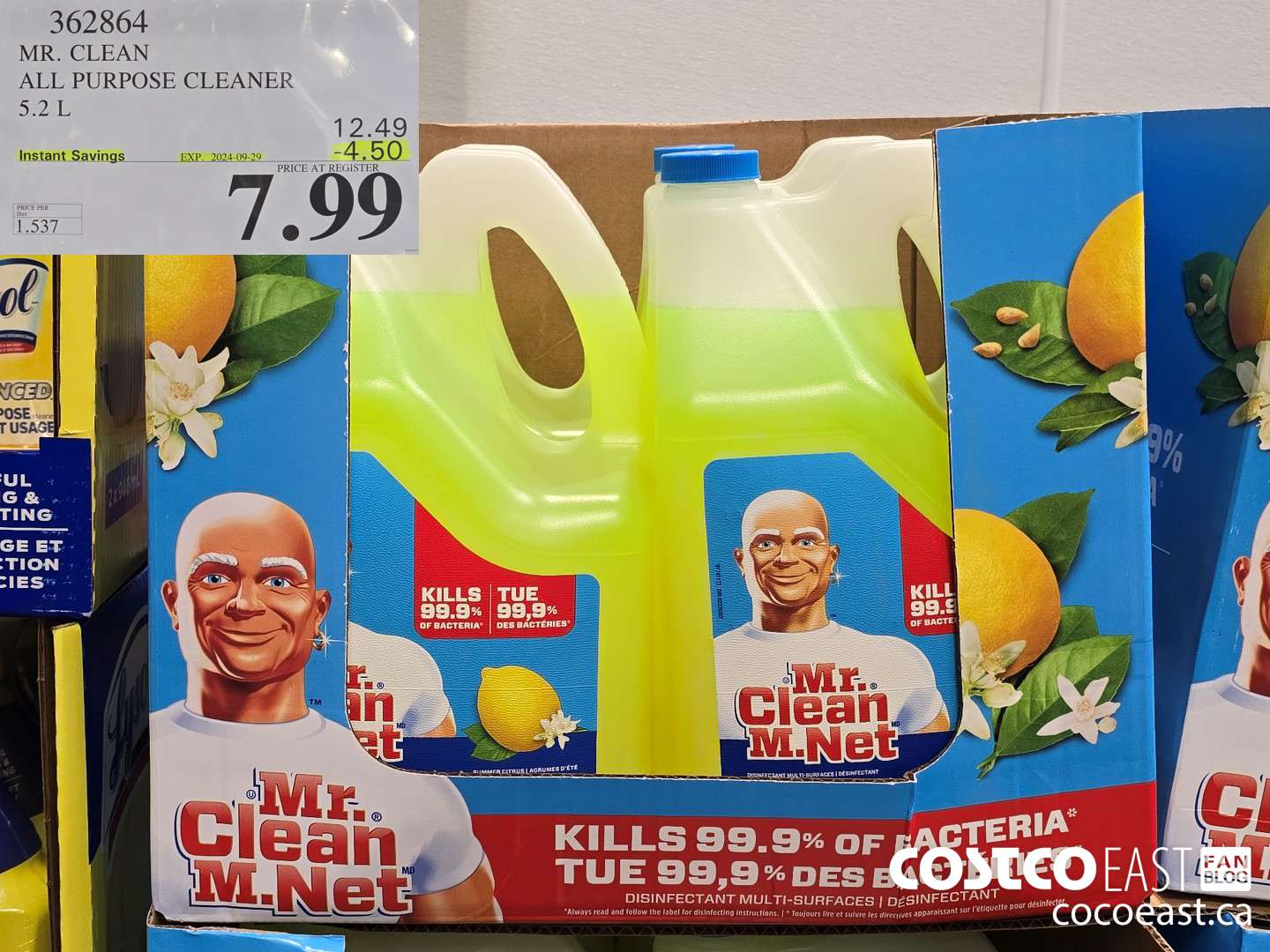 362864 MR. CLEAN ALL PURPOSE CLEANER 5.2 L ($4.50 INSTANT SAVINGS EXPIRES ON 2024-09-29) $7.99